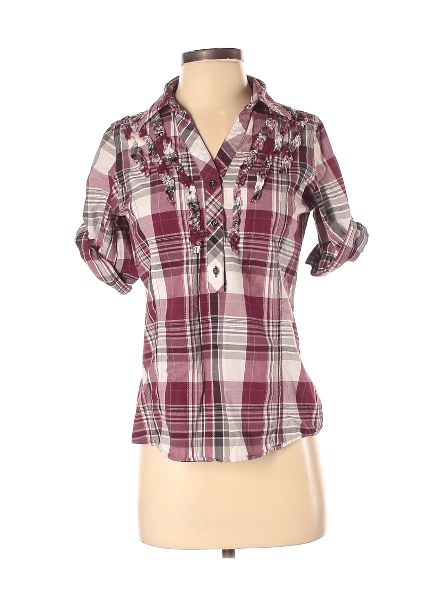 red button up short sleeve shirt ladies