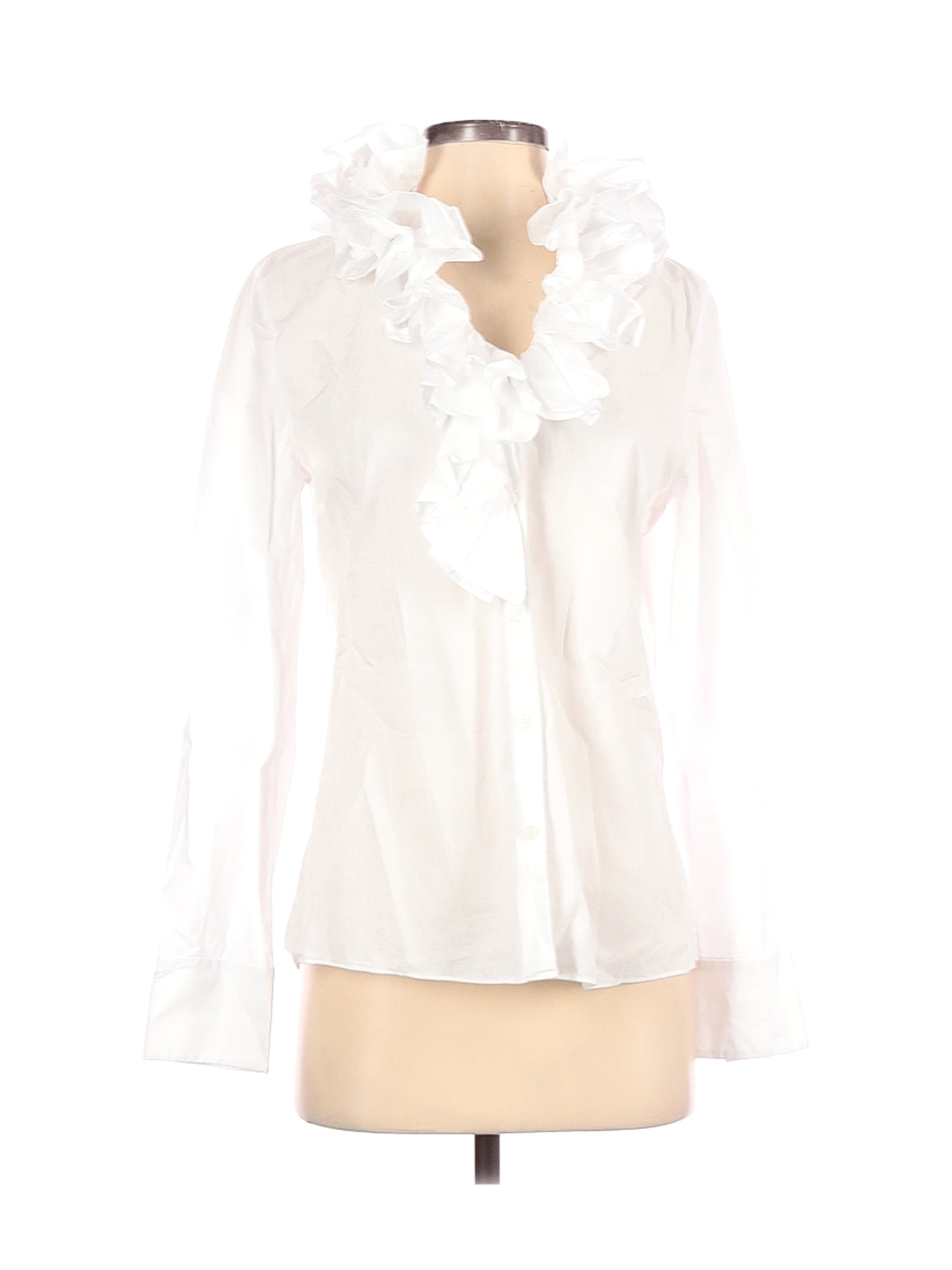 Zara Women White Long Sleeve Button-Down Shirt S | eBay