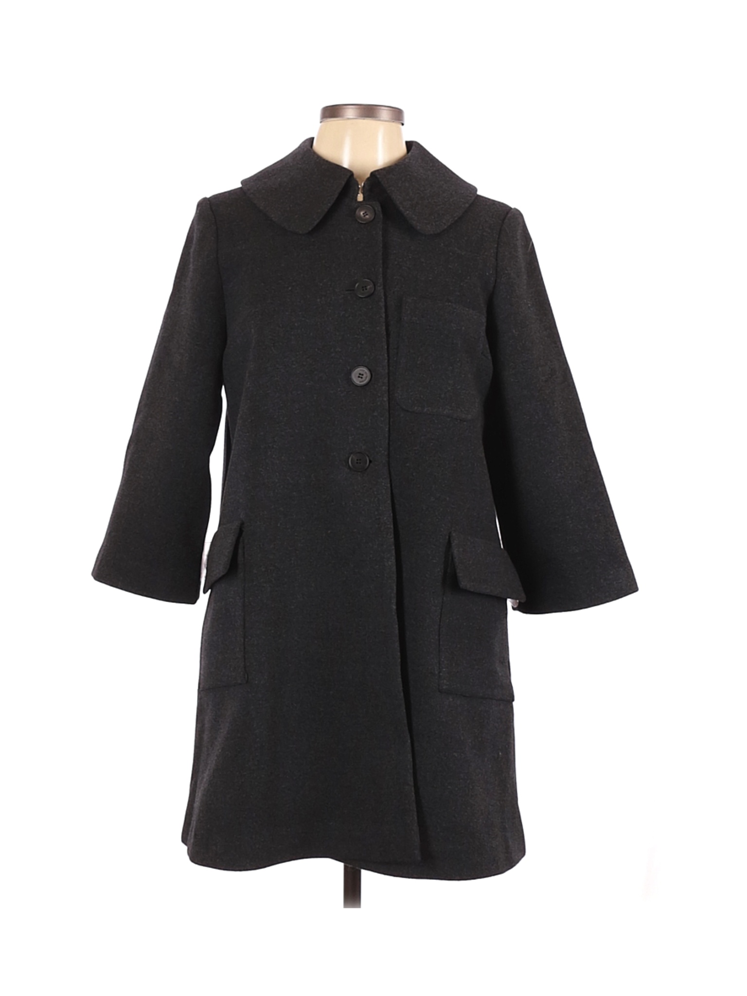 Morgane Le Fay Solid Black Gray Coat Size L - 84% off | thredUP
