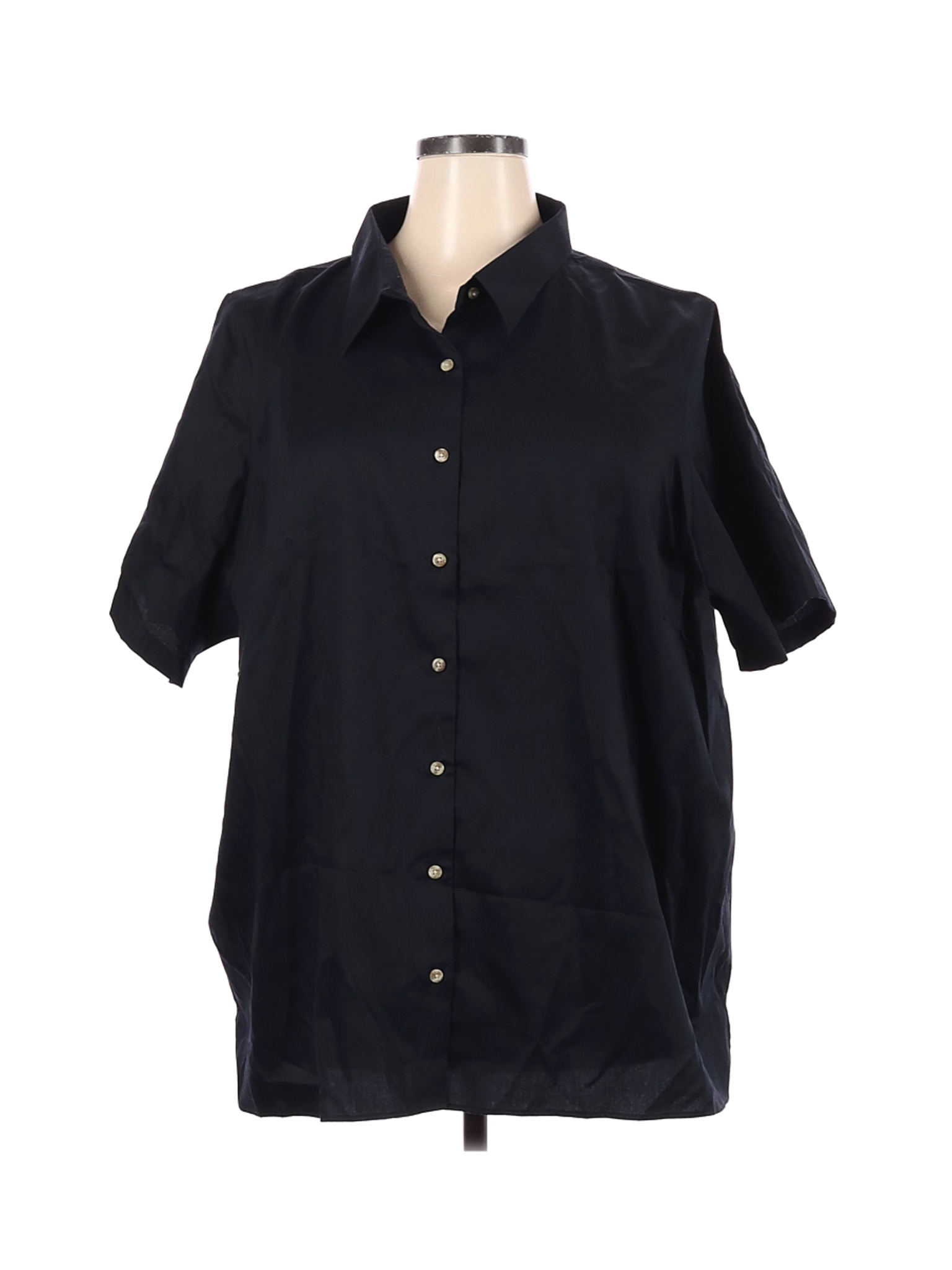 Lands' End Women Black Short Sleeve Button-Down Shirt 4X Plus | eBay
