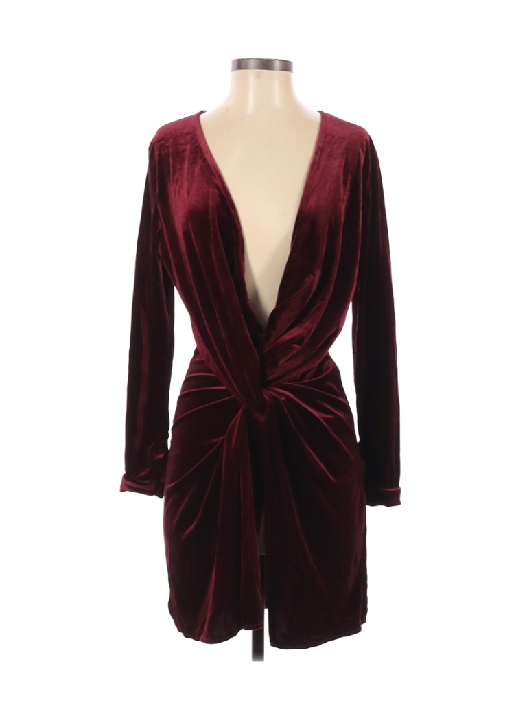 Lioness Solid Colored Burgundy Cocktail Dress Size XS - photo 1