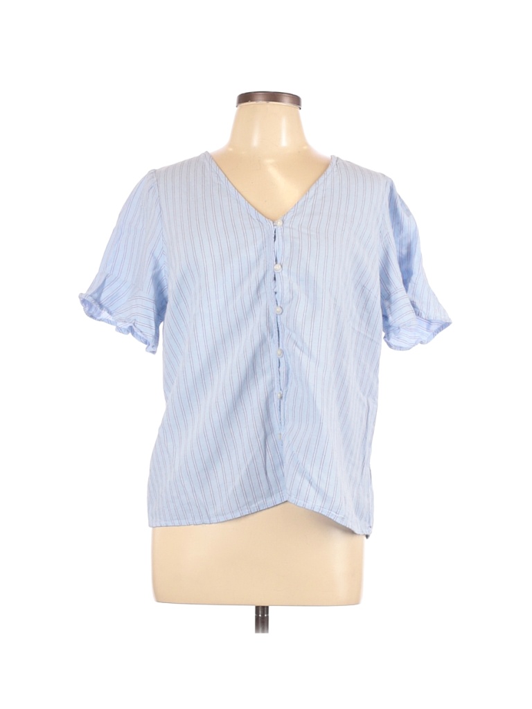 Old Navy Stripes Blue Short Sleeve Button-Down Shirt Size L - 63% off ...