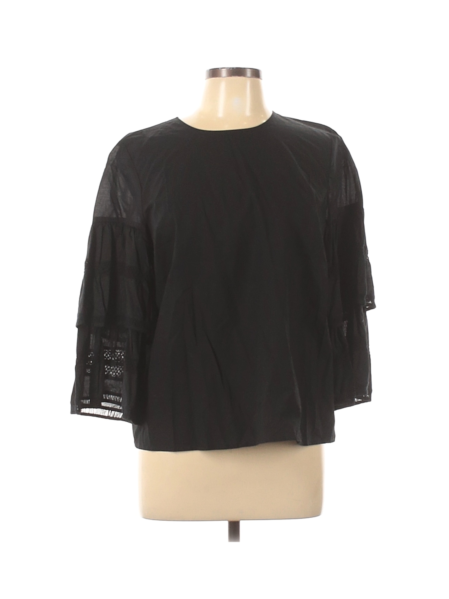 Who What Wear Women Black Long Sleeve Blouse L | eBay
