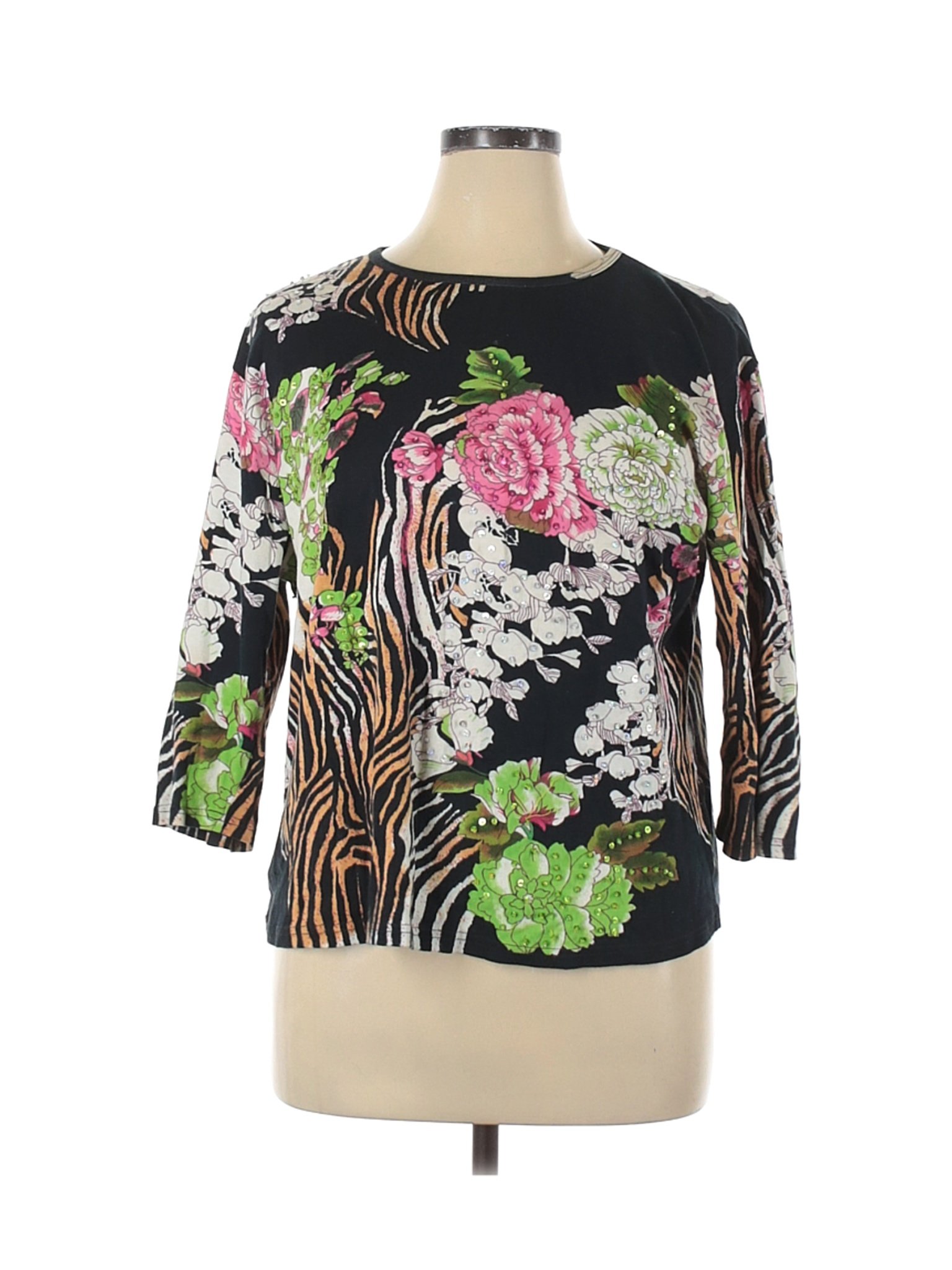 Take Two Clothing Co. Women Black 3/4 Sleeve T-Shirt 1X Plus | eBay