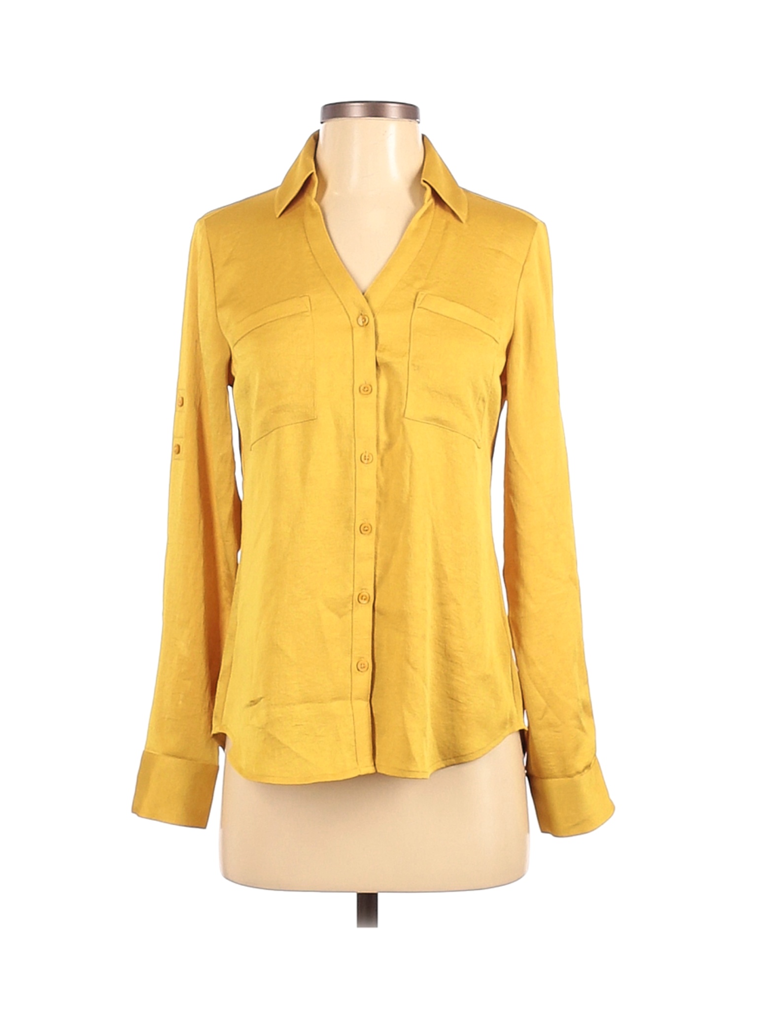 Express Women Yellow Long Sleeve Blouse XS | eBay