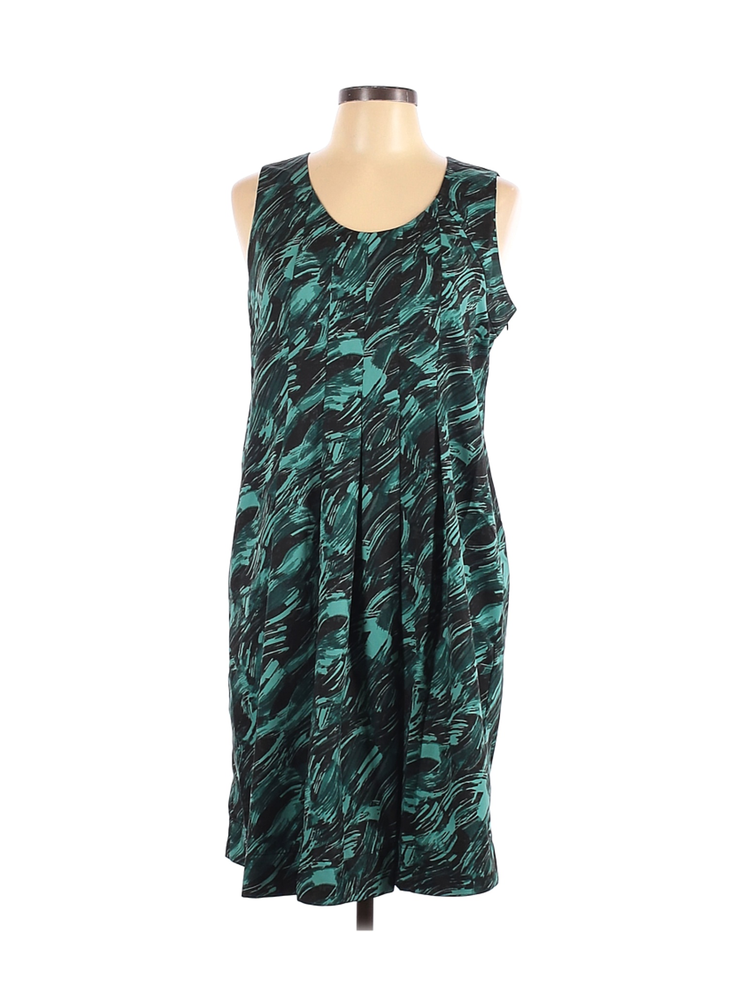 Simply Vera Vera Wang 100 Polyester Multi Color Teal Casual Dress Size