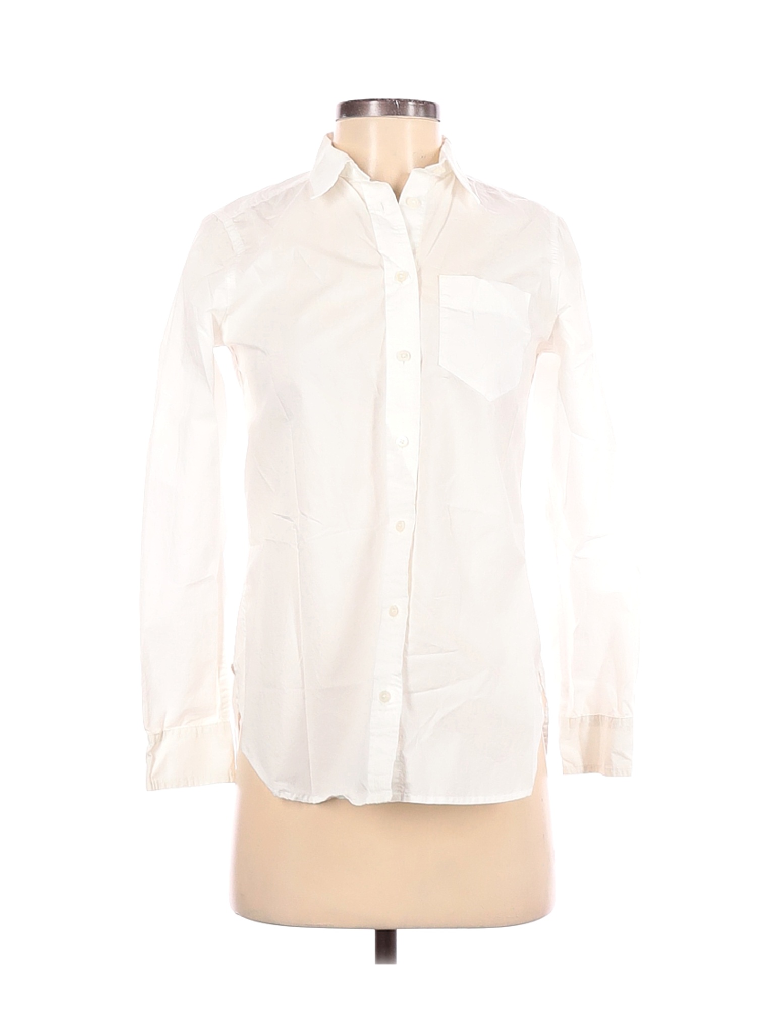 J.Crew Women White Long Sleeve Button-Down Shirt 0 Petites | eBay