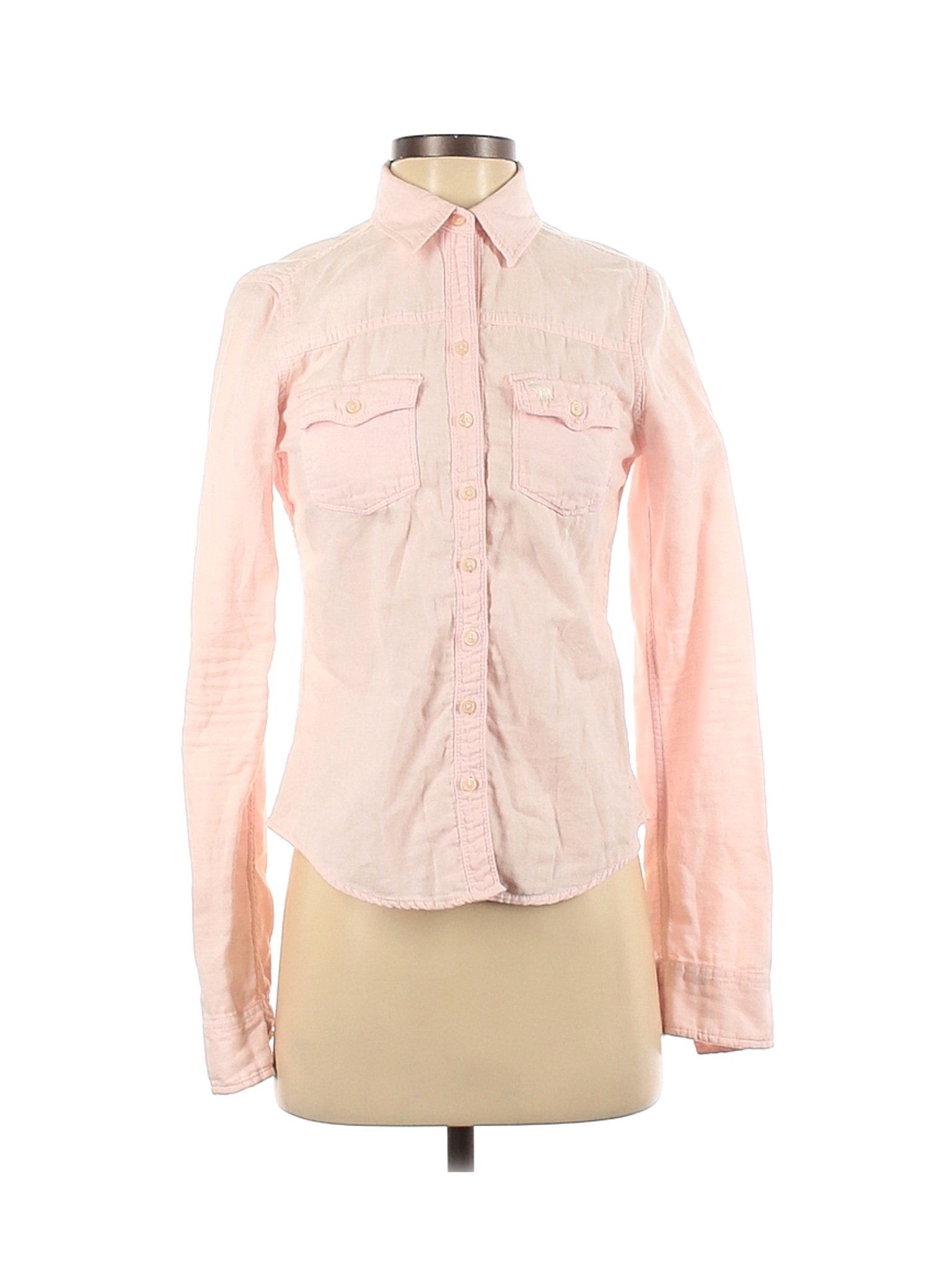 Abercrombie & Fitch Women Pink Long Sleeve Button-Down Shirt S | eBay