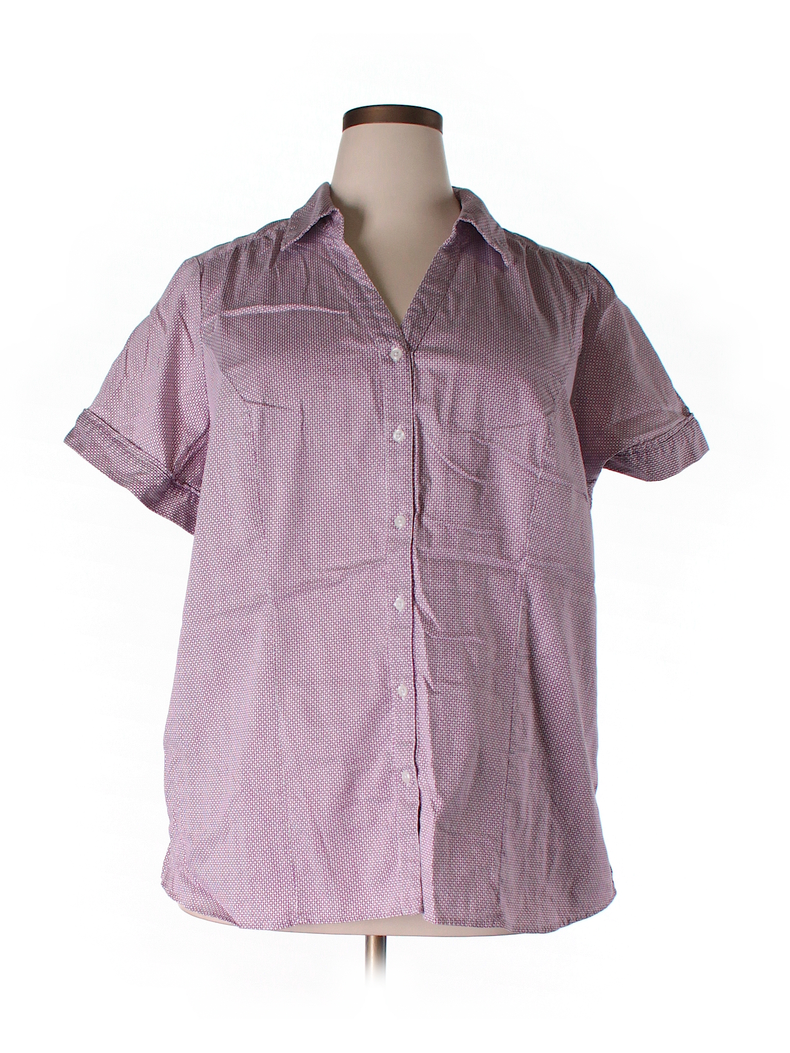 Lane Bryant Solid Purple Short Sleeve Button-Down Shirt Size 28 (Plus ...