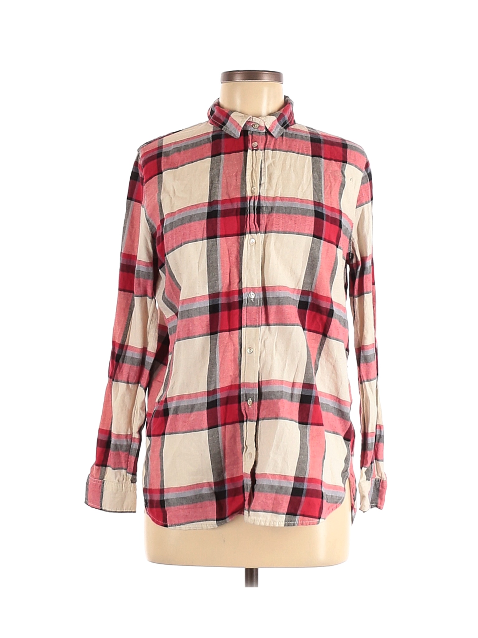 H&M Women Red Long Sleeve Button-Down Shirt 8 | eBay
