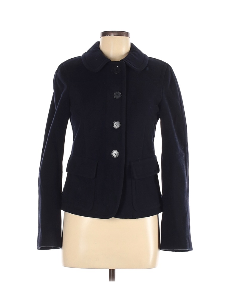 DKNY Solid Black Blue Wool Coat Size 6 - 63% off | thredUP