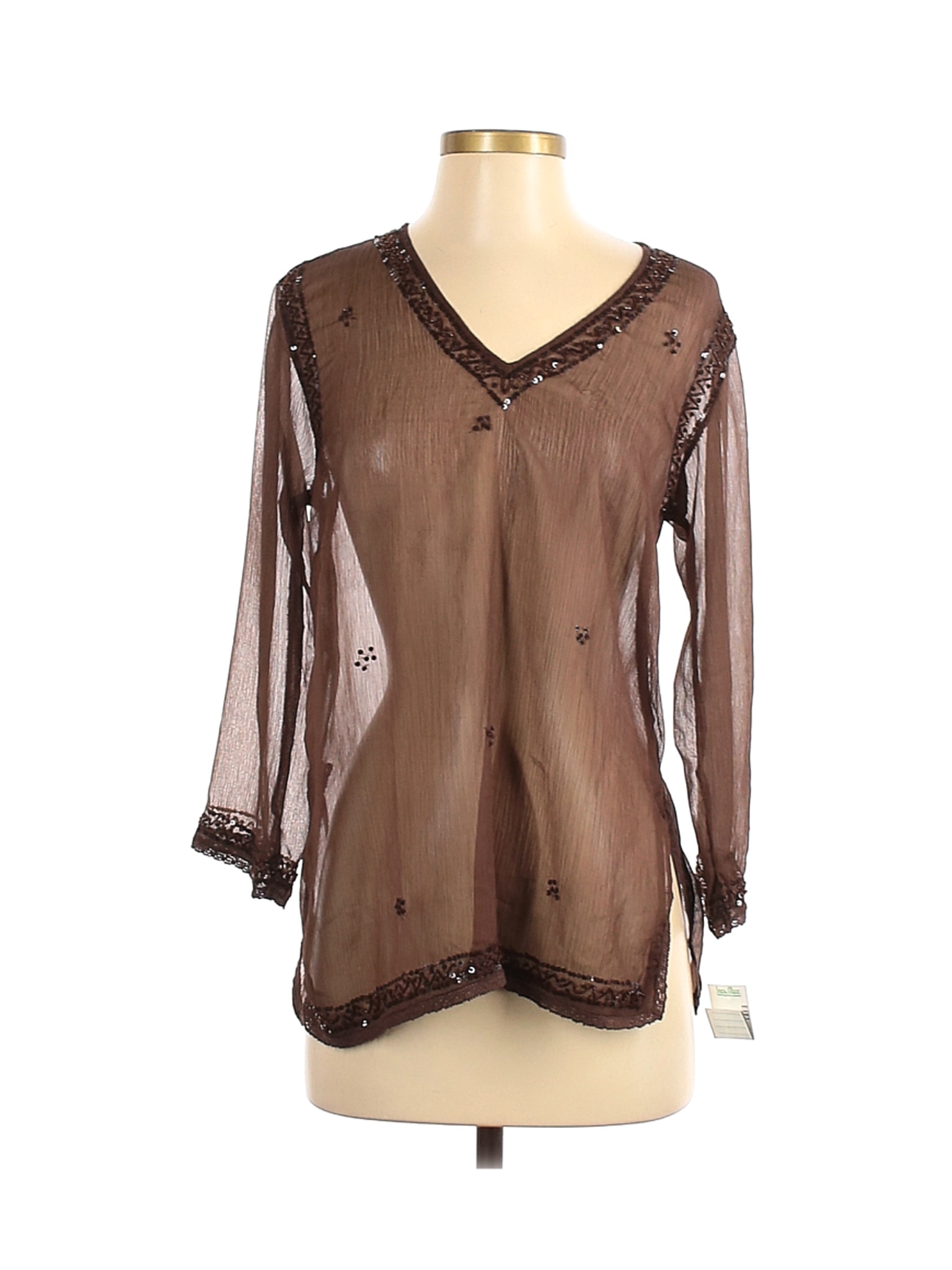 Cha Cha Vente Women Brown Long Sleeve Blouse S eBay