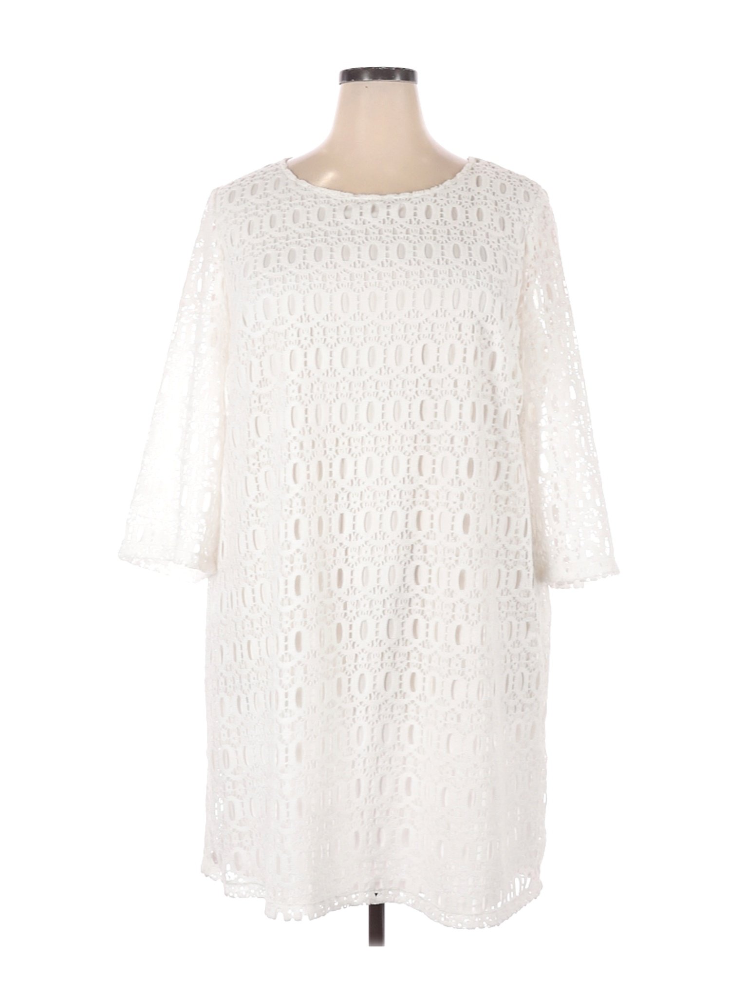 Tacera Women White Casual Dress 2X Plus | eBay