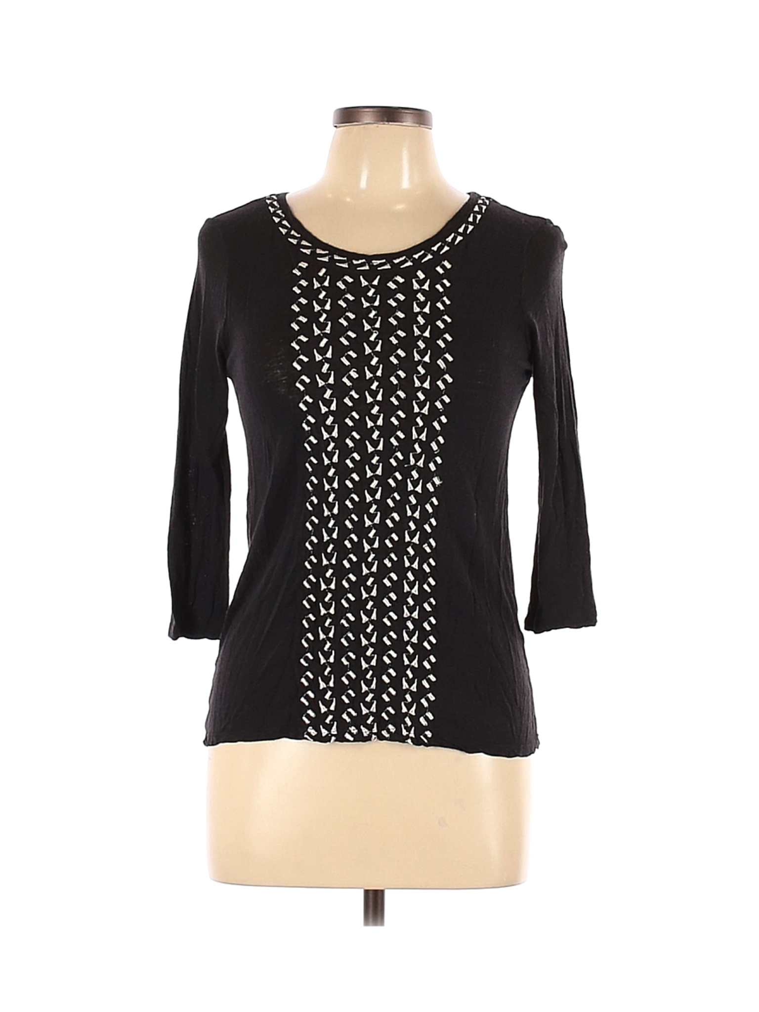 Lucky Brand Women Black 3/4 Sleeve Top XS | eBay