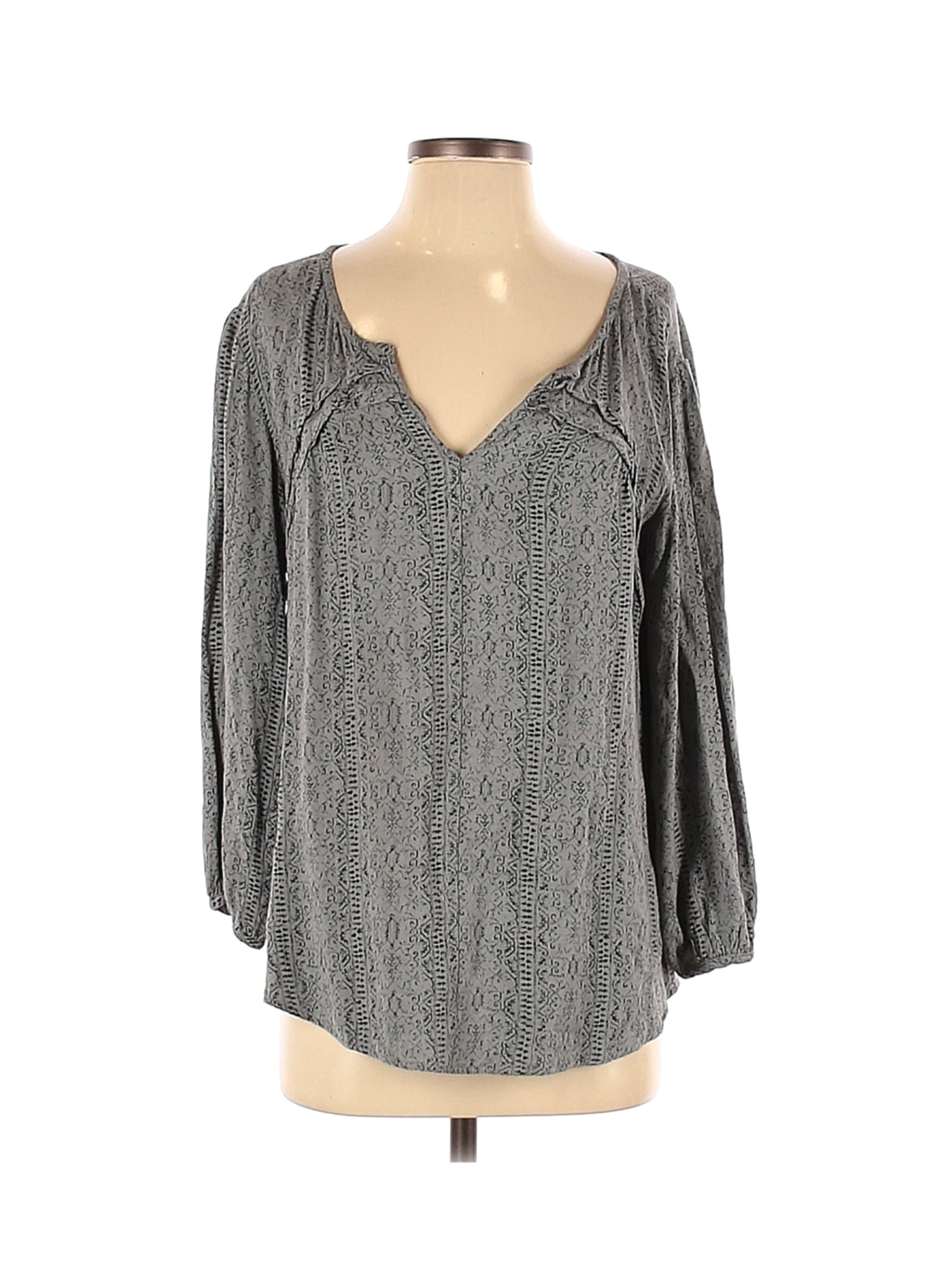 GF Collection Women Gray Long Sleeve Blouse S | eBay