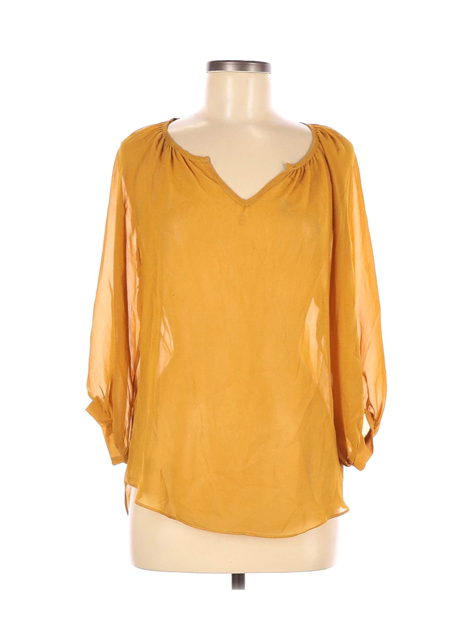 Unbranded Women Yellow 3/4 Sleeve Blouse M | eBay