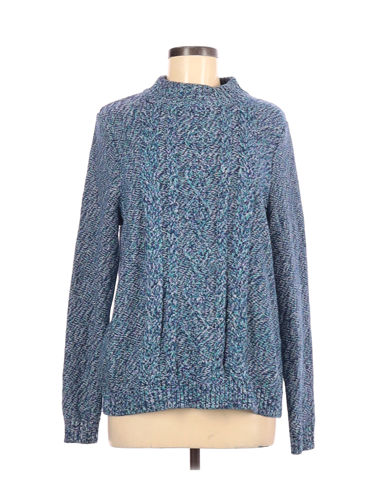 Lands' End Women Blue Turtleneck Sweater L | eBay