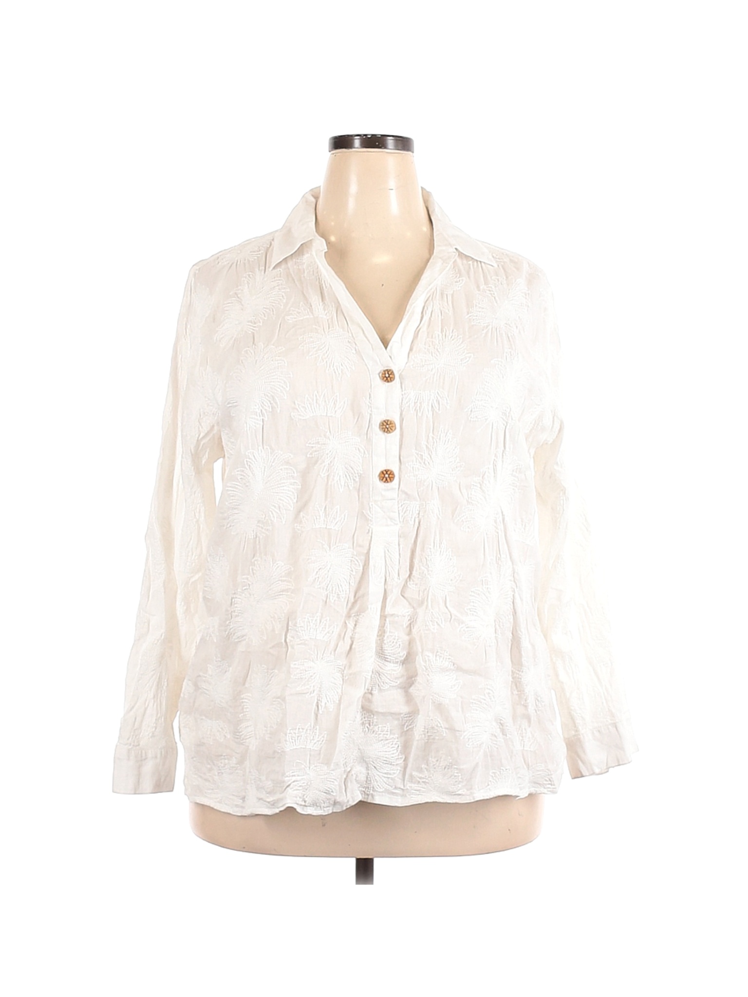 Soft Surroundings Women White Long Sleeve Blouse 2X Plus | eBay