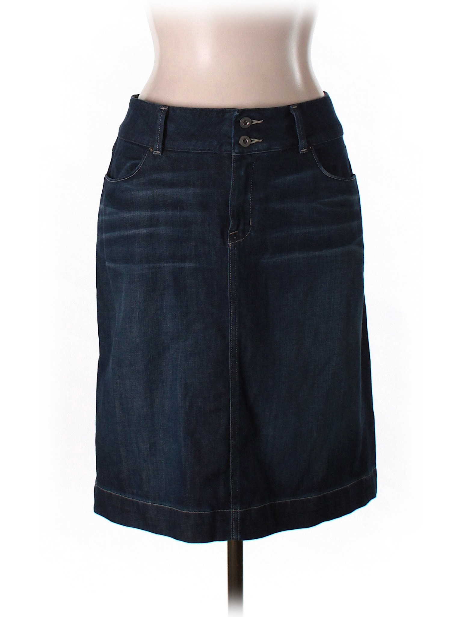 Banana Republic Solid Dark Blue Denim Skirt Size 12 - 76% off | thredUP