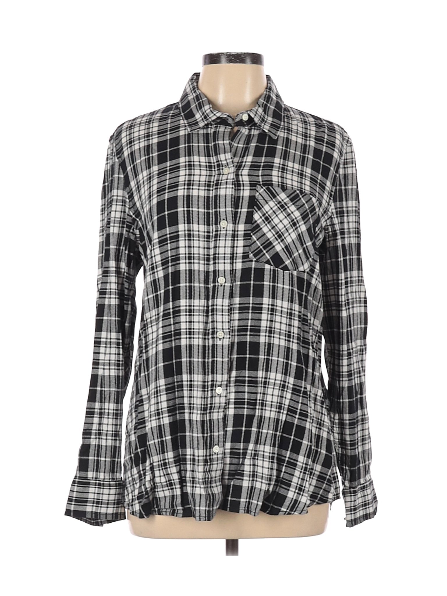 NWT Gap Women Black Long Sleeve Button-Down Shirt L | eBay