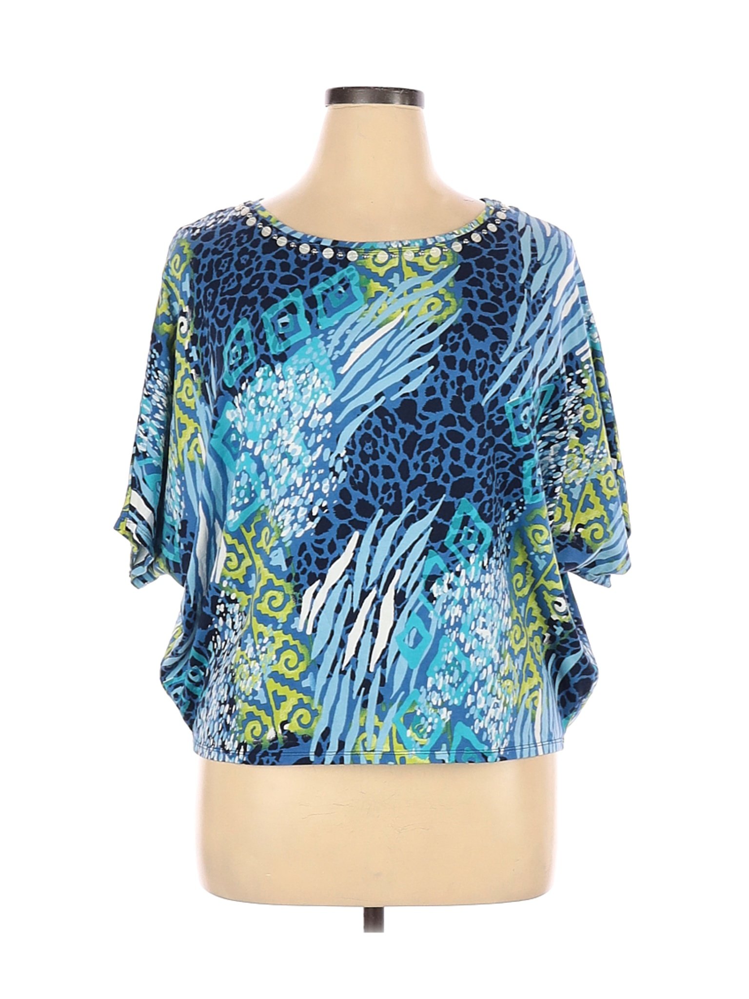Hearts of Palm Woman Women Blue Short Sleeve Top XL Petites | eBay