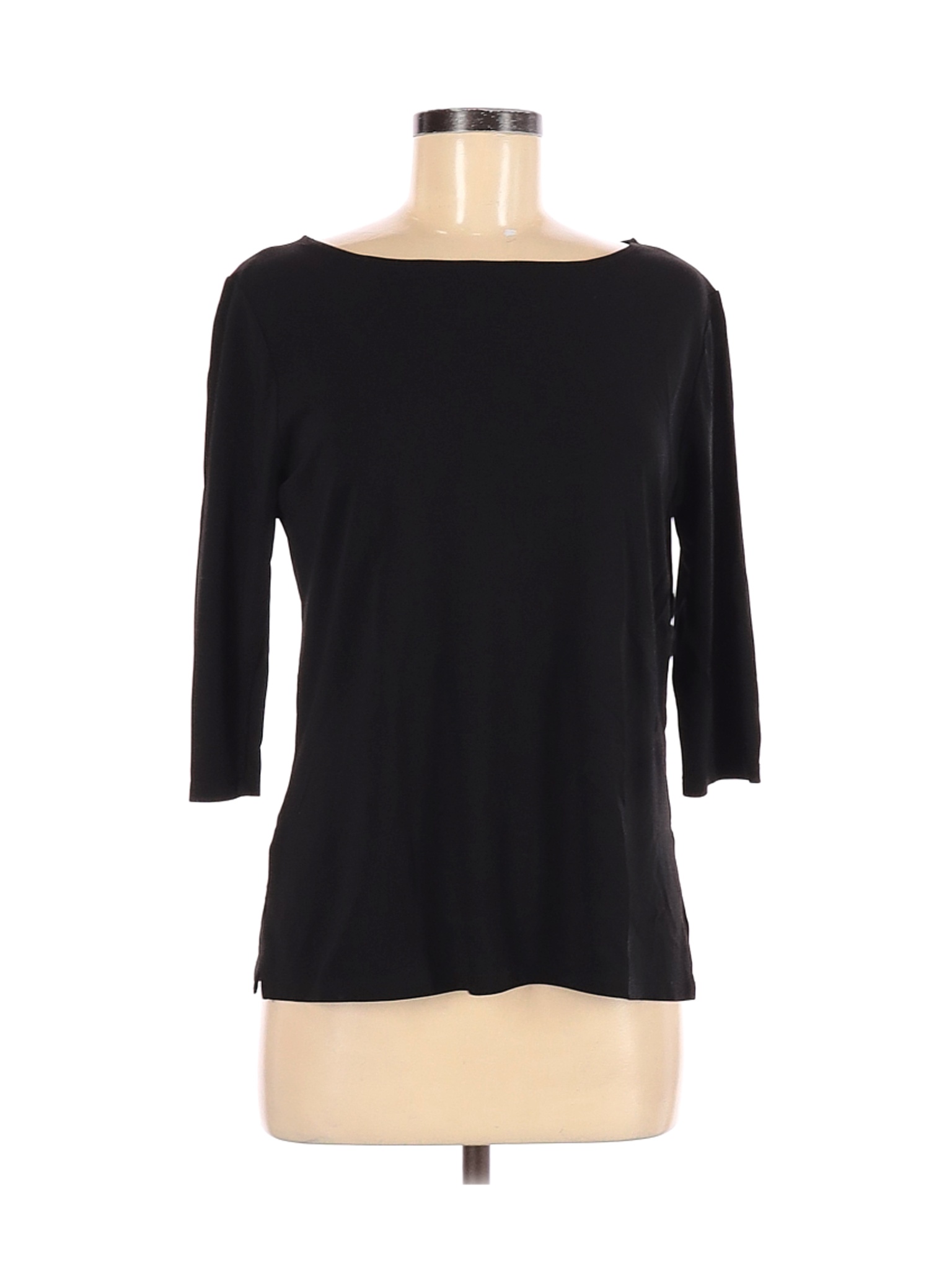 Nina Leonard Women Black 3/4 Sleeve Top M | eBay