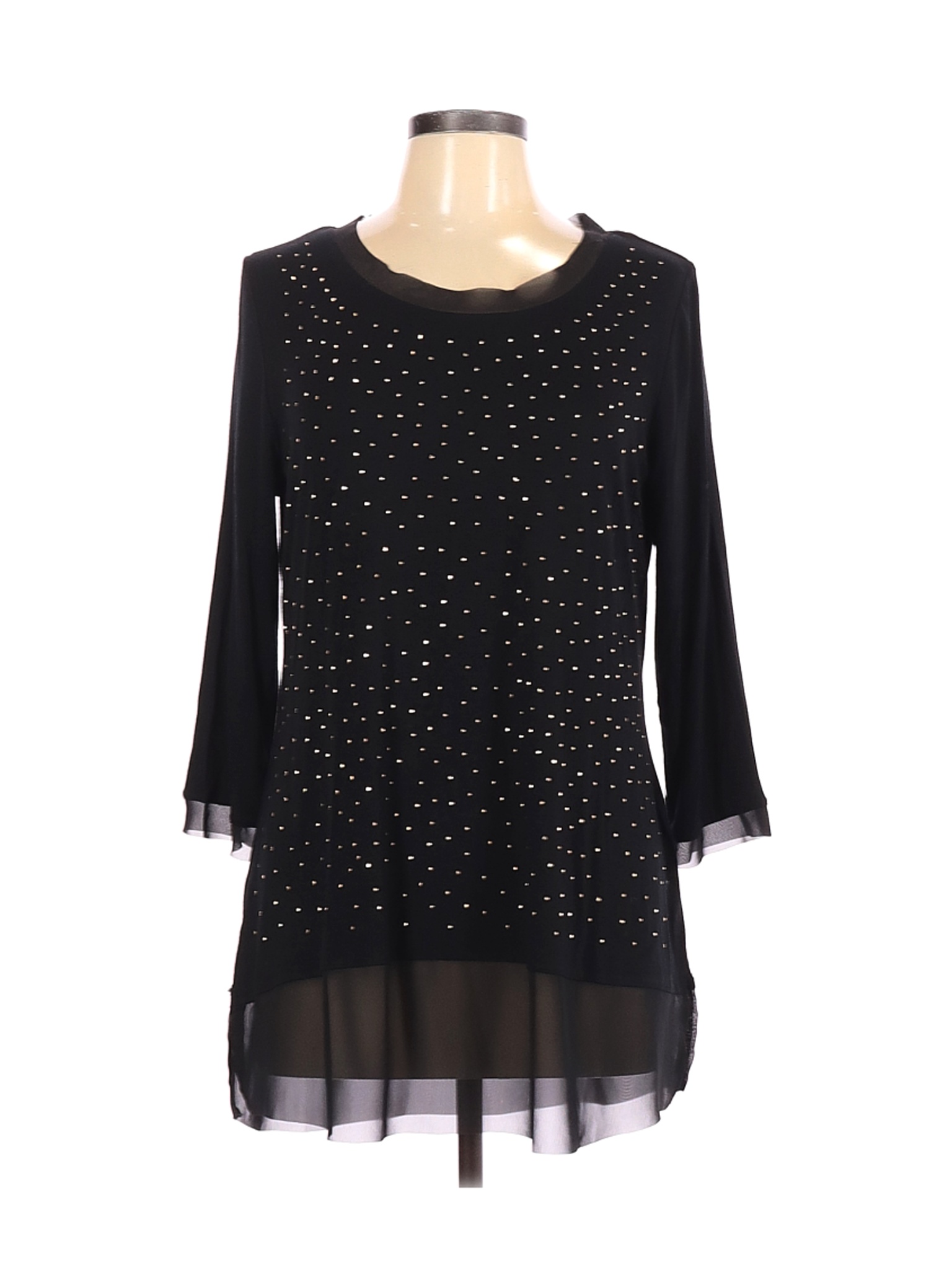 Belldini Women Black 3/4 Sleeve Blouse L | eBay