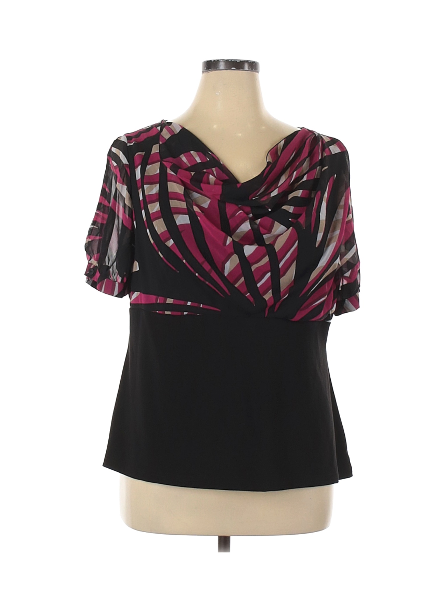 Worthington Women Black Short Sleeve Blouse 1X Plus | eBay