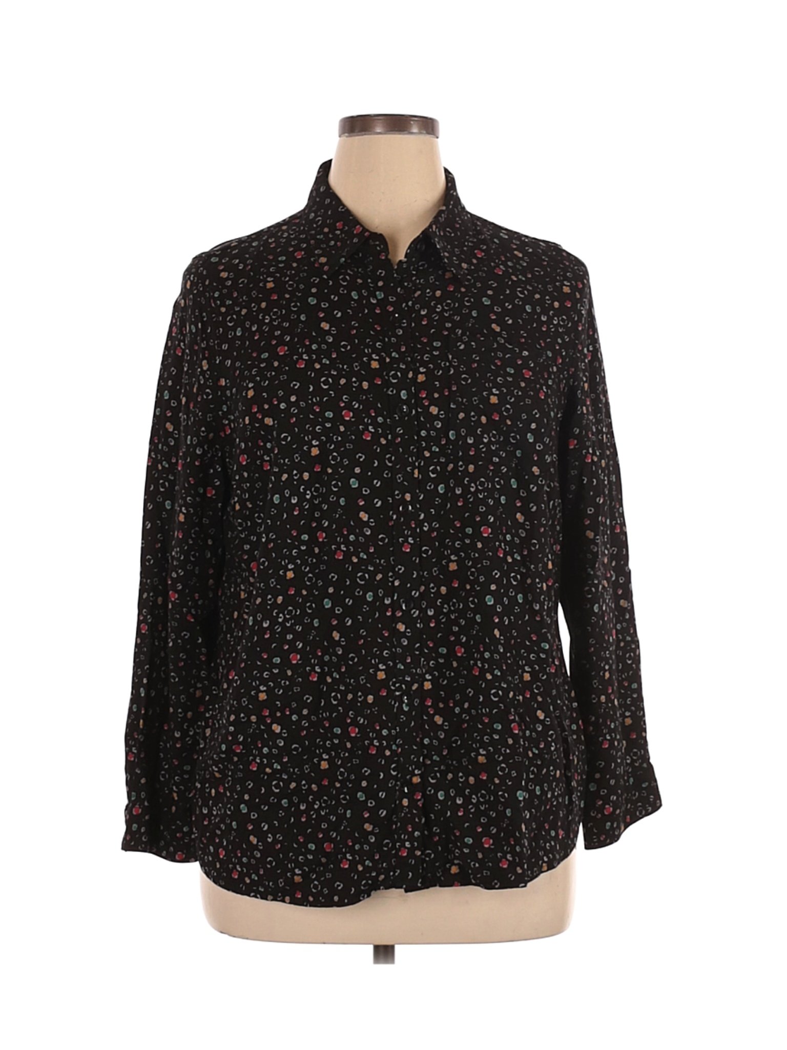 Cj Banks Women Black Long Sleeve Button-Down Shirt 1X Plus | eBay