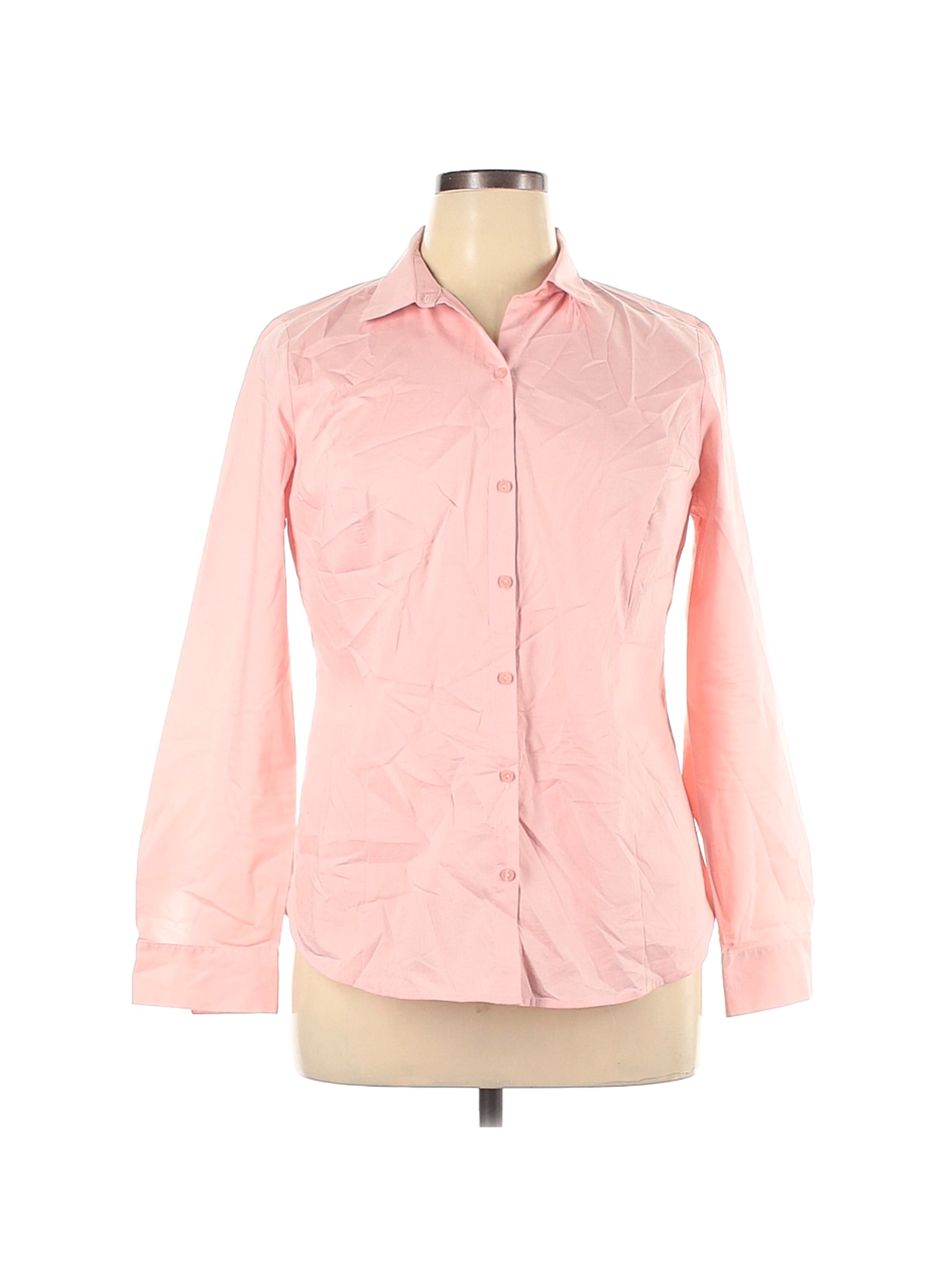 Worthington Women Pink Long Sleeve Button-Down Shirt 14 | eBay