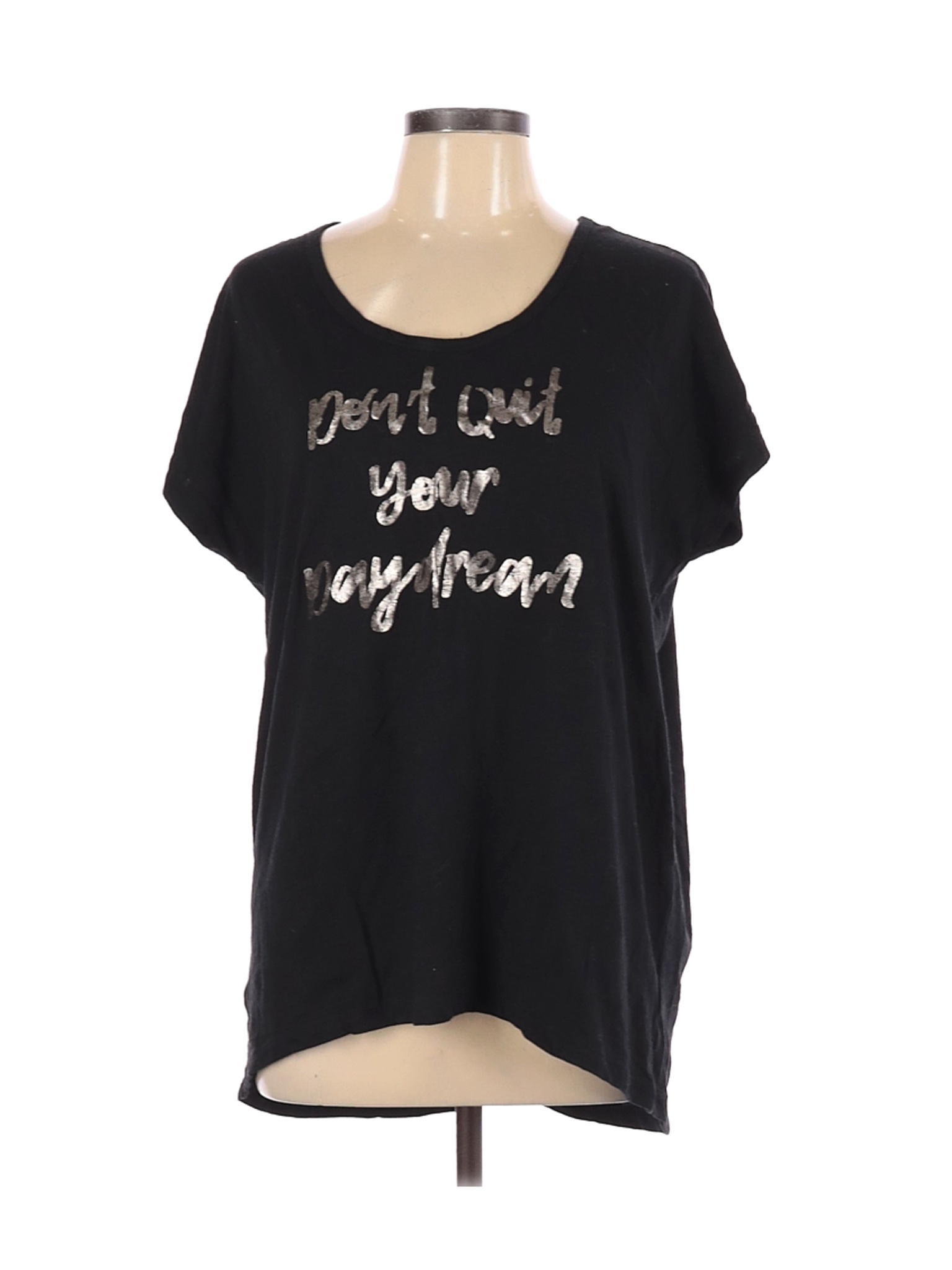 Peach Women Black Short Sleeve T-Shirt XL | eBay