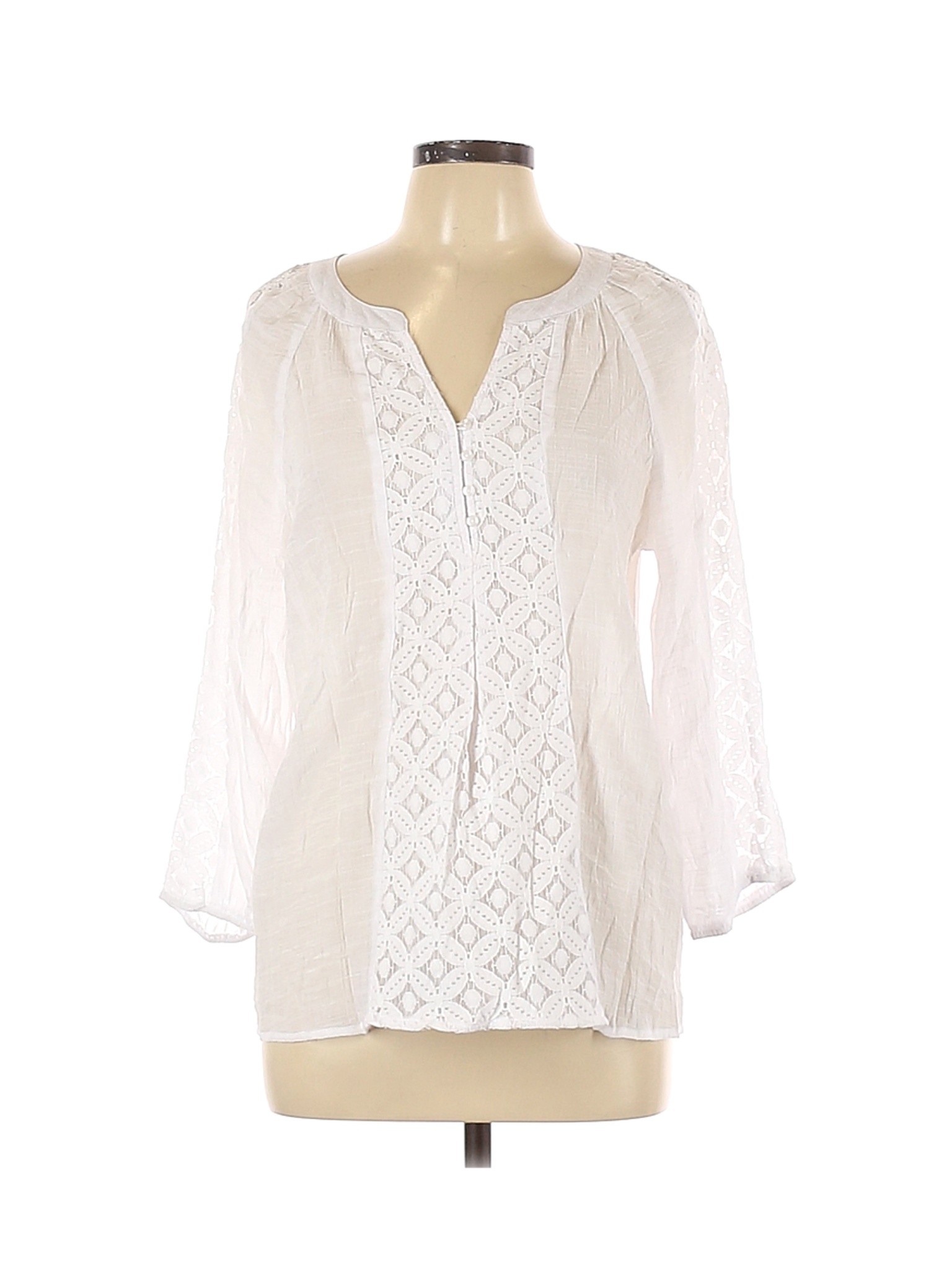 Counterparts Women White Long Sleeve Blouse L | eBay