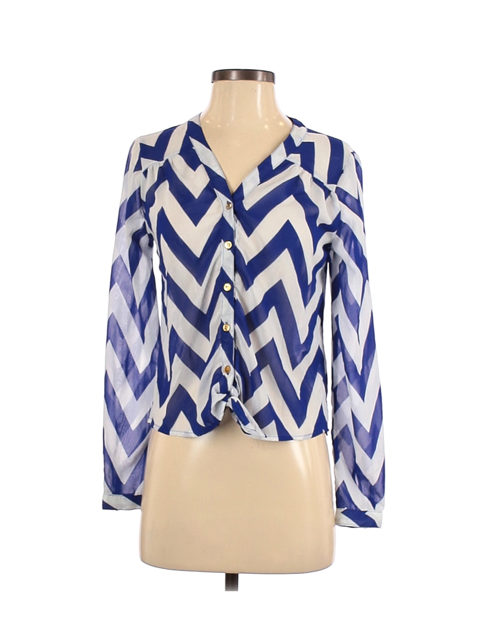 Charlotte Russe Women Blue Long Sleeve Blouse XS | eBay