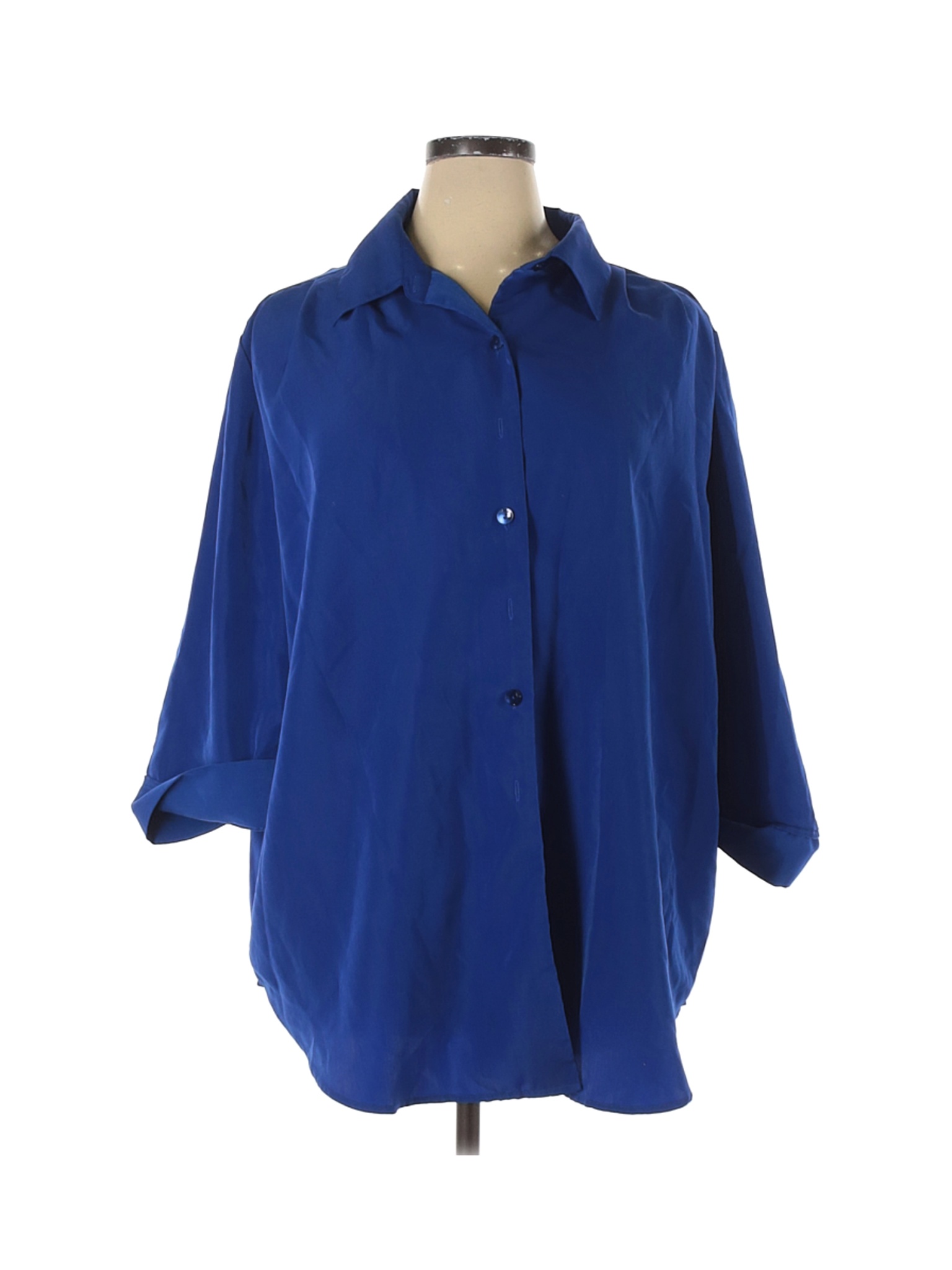 Brylane Woman Collection Women Blue 3/4 Sleeve Blouse 1X Plus | eBay