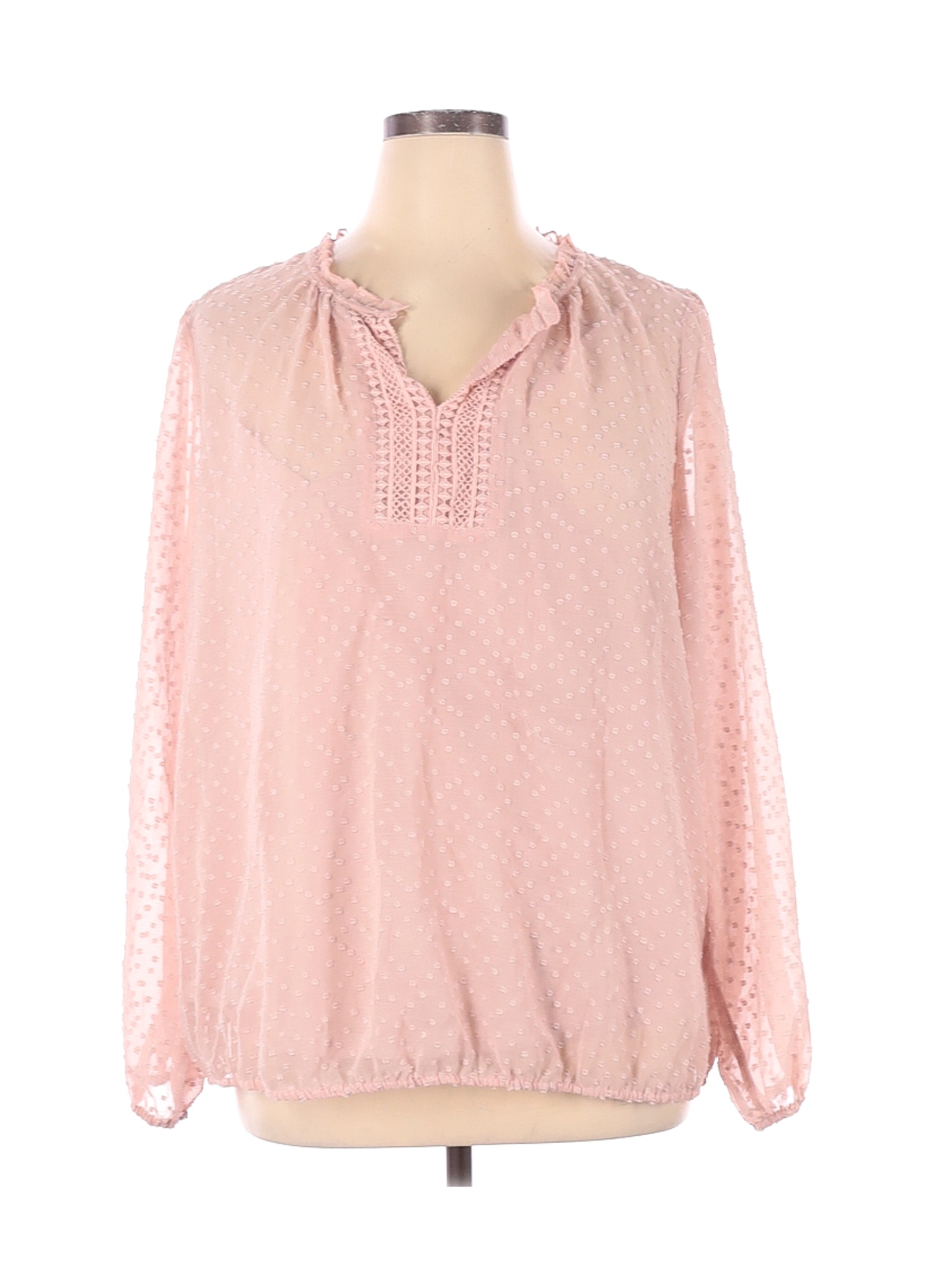 Liz Claiborne Women Pink Long Sleeve Blouse 1X Plus | eBay