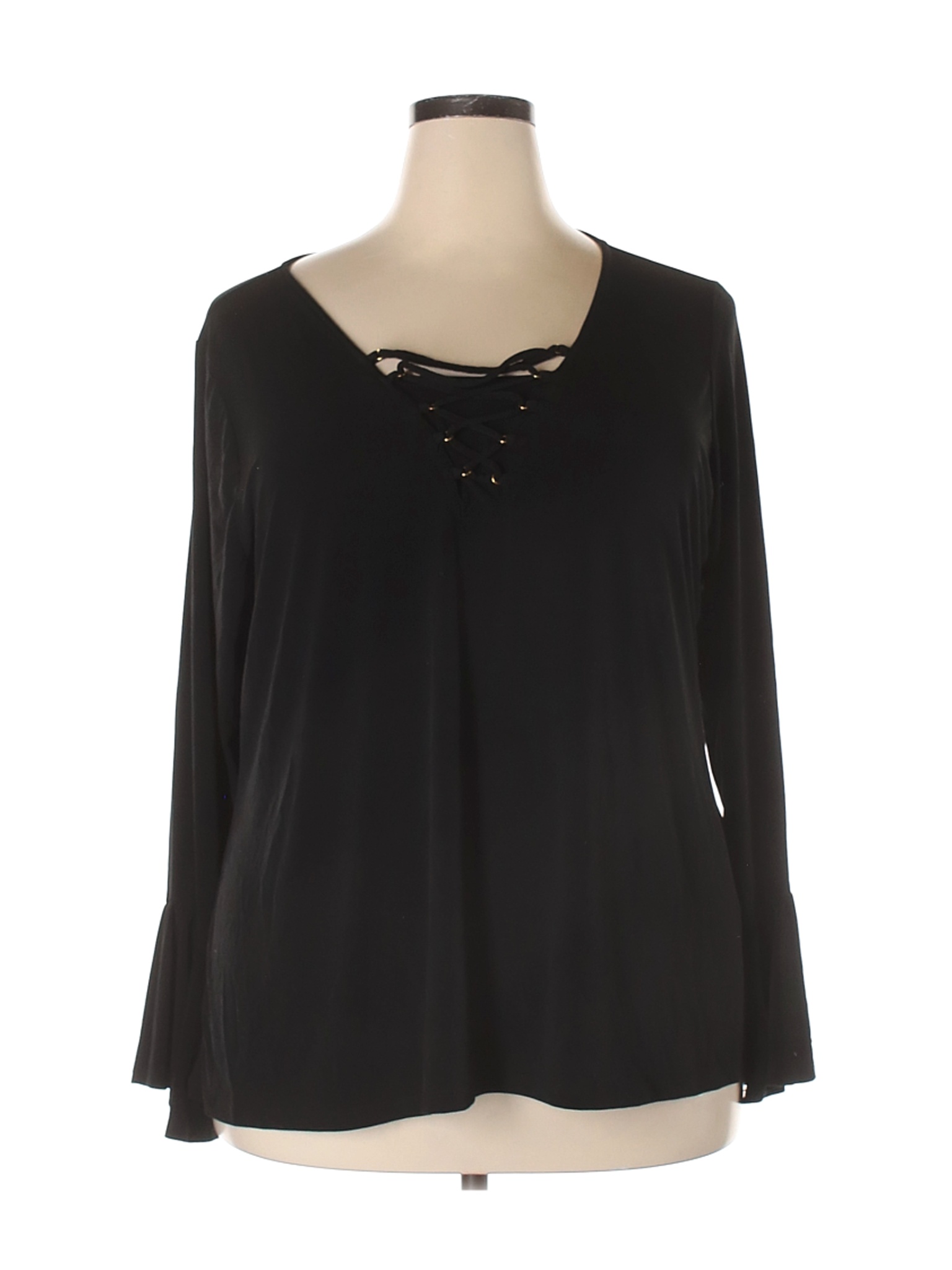 Avenue Solid Black Long Sleeve Top Size 18 - 20 Plus (Plus) - 71% off ...