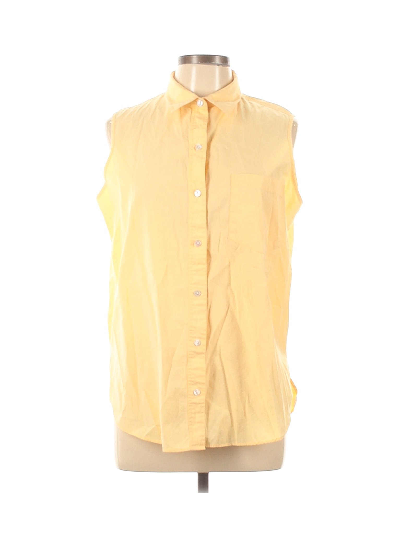 L.L.Bean Women Yellow Sleeveless Button-Down Shirt L | eBay