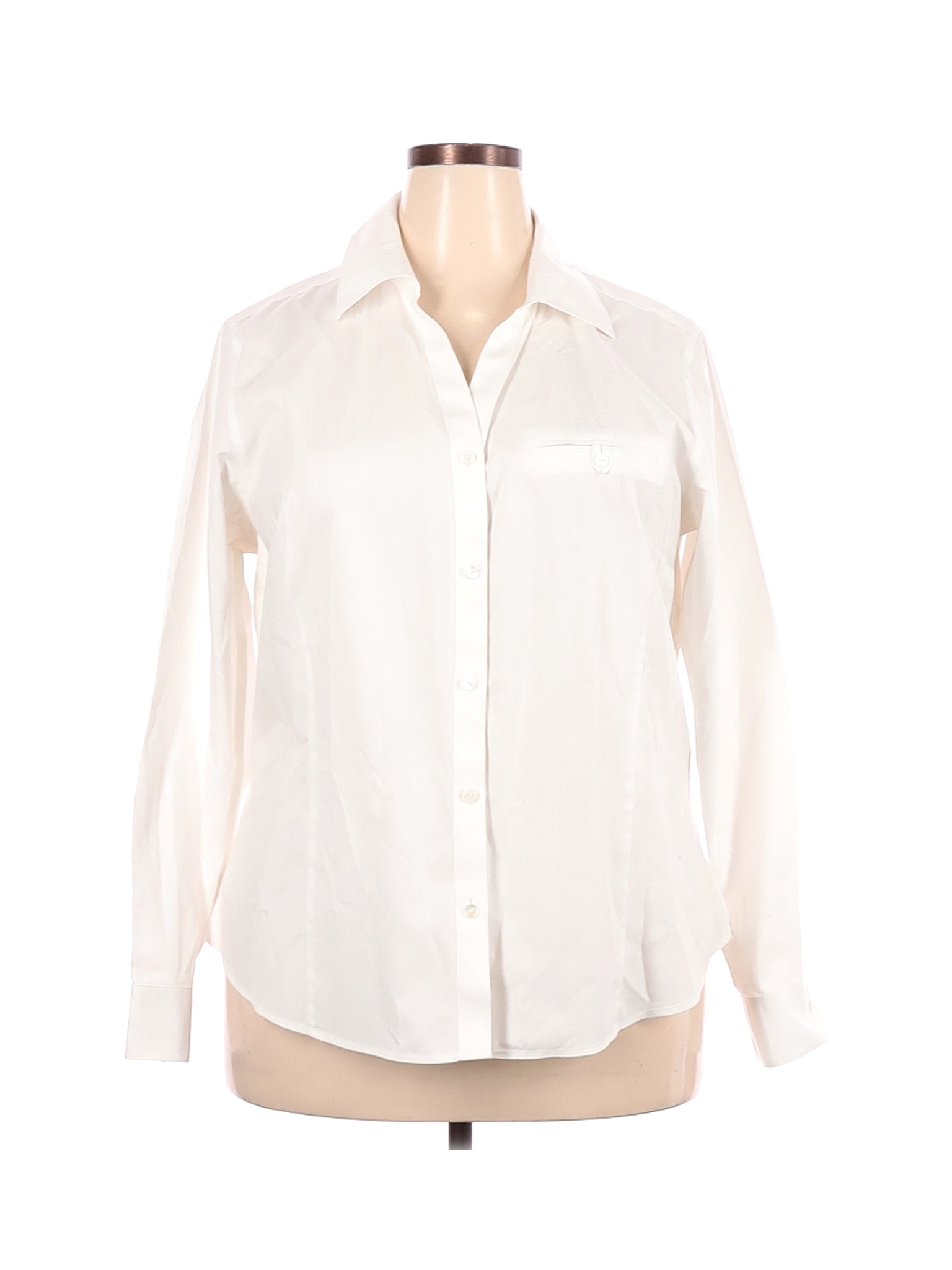 Gold Label Investments Women White Long Sleeve Button-Down Shirt 18 ...