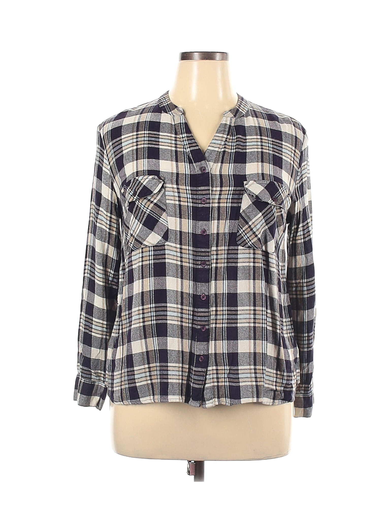 Style&Co Women Purple Long Sleeve Button-Down Shirt XL | eBay