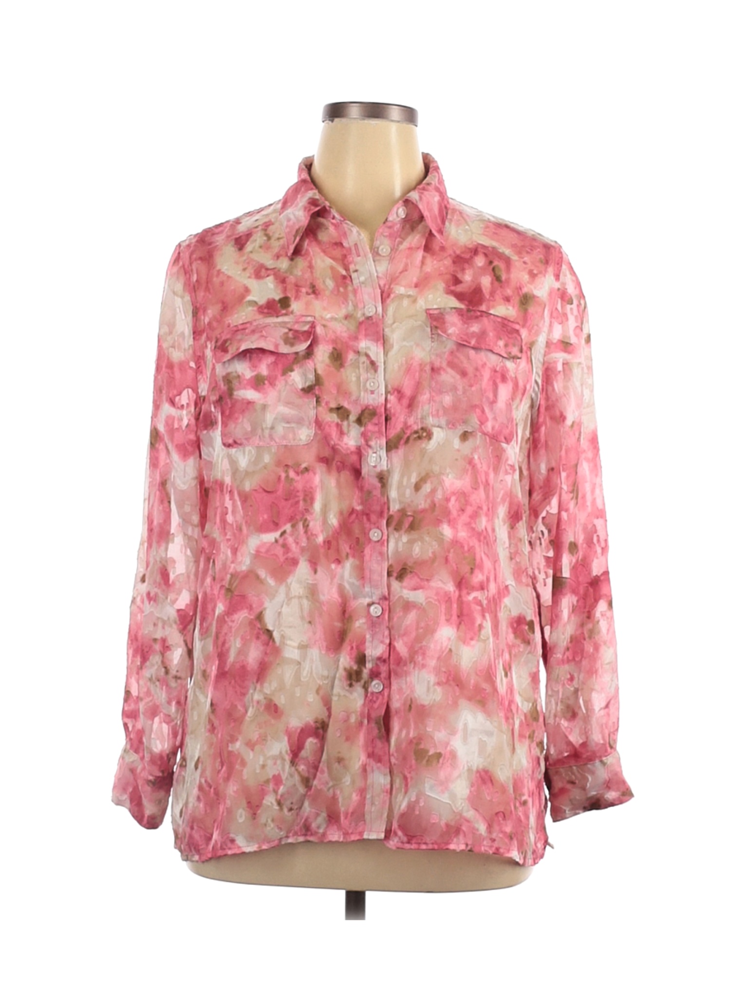 Allison Daley Women Pink Long Sleeve Button-Down Shirt 16 Petites | eBay