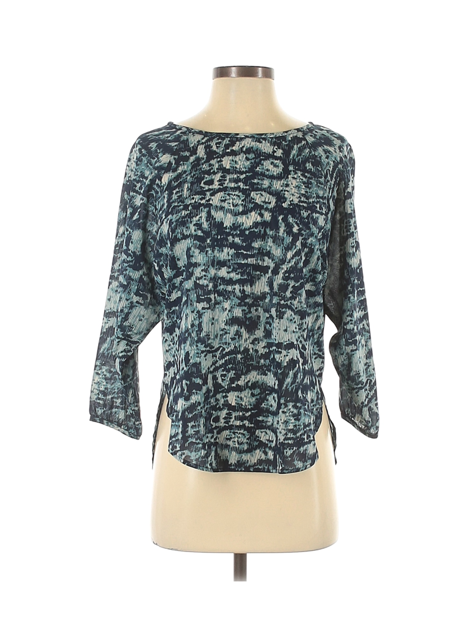 NWT Sara Campbell Women Blue 3/4 Sleeve Silk Top XS | eBay