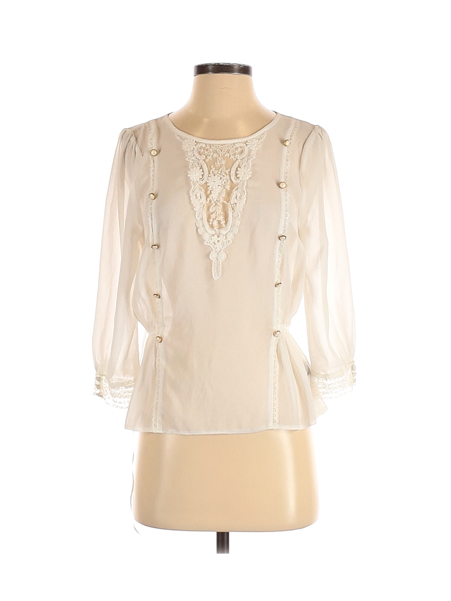 Beulah Women Ivory Long Sleeve Blouse S | eBay