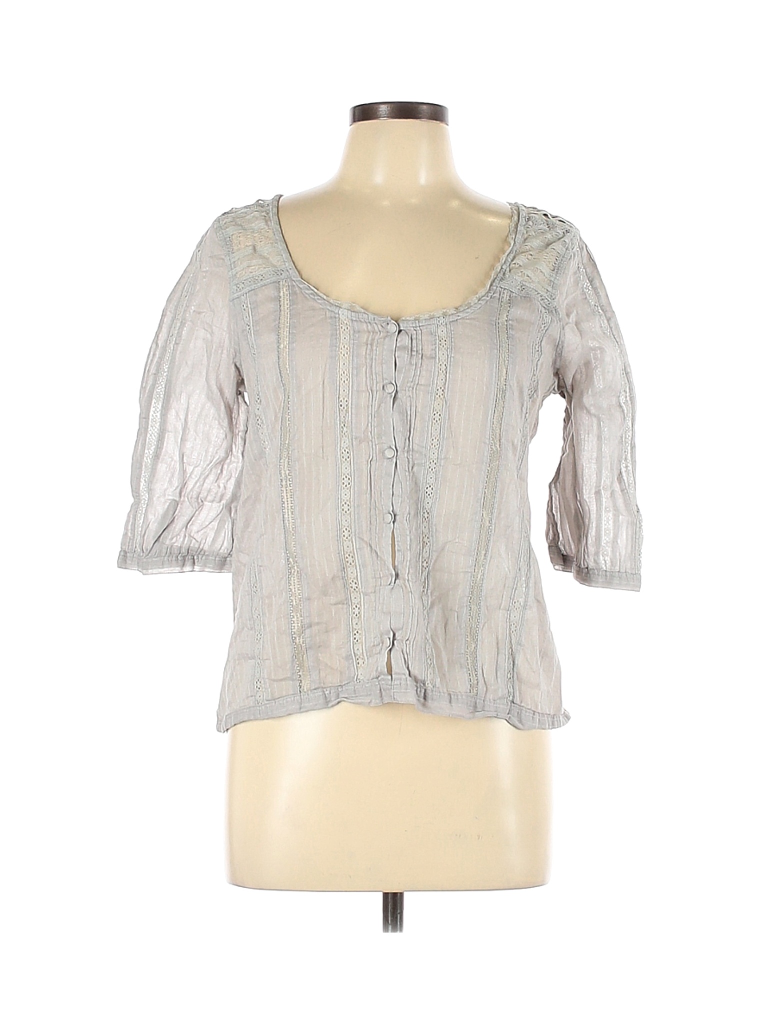 Abercrombie & Fitch Women Gray 3/4 Sleeve Blouse L | eBay