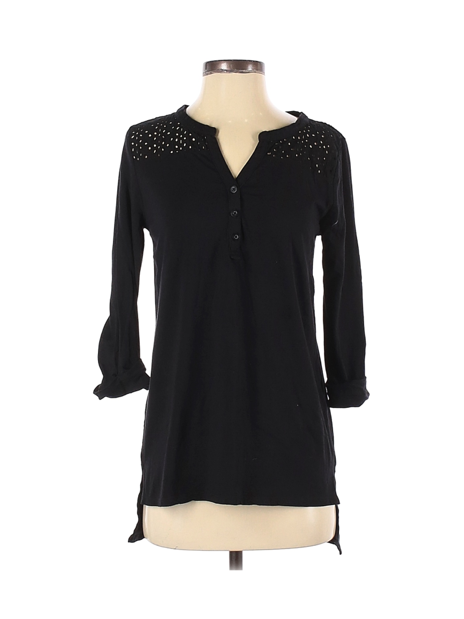 Anne Klein Women Black 3/4 Sleeve Top S | eBay