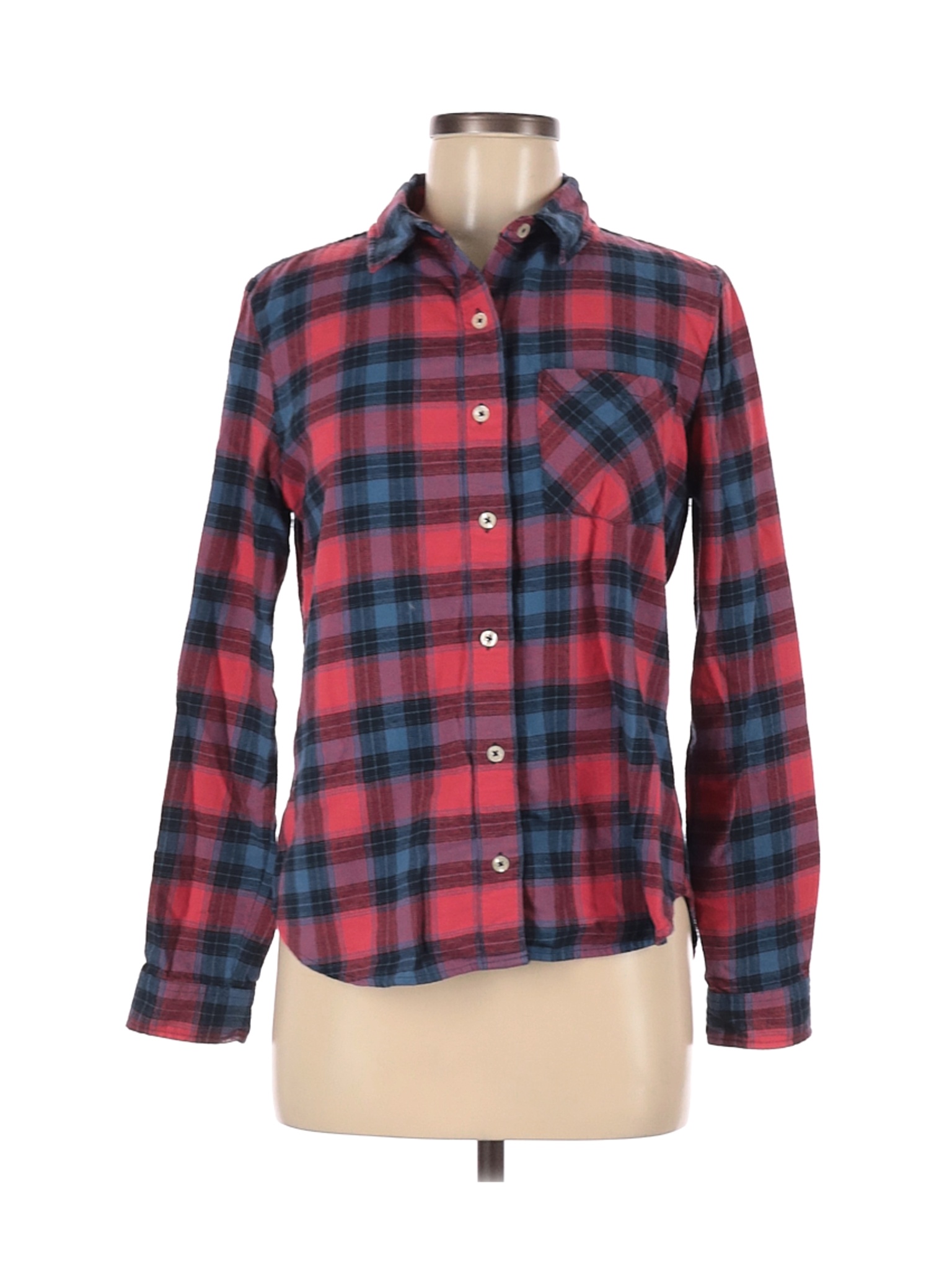 red long sleeve button down shirt women's