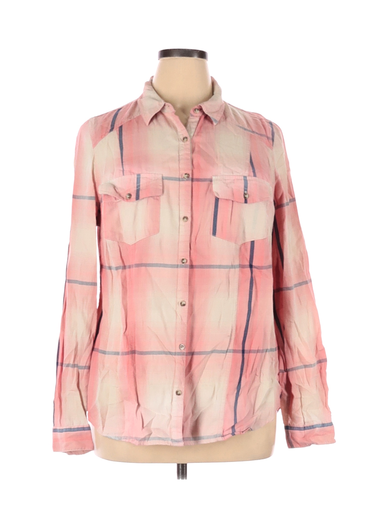 Maurices Women Pink Long Sleeve Button-Down Shirt 16 | eBay