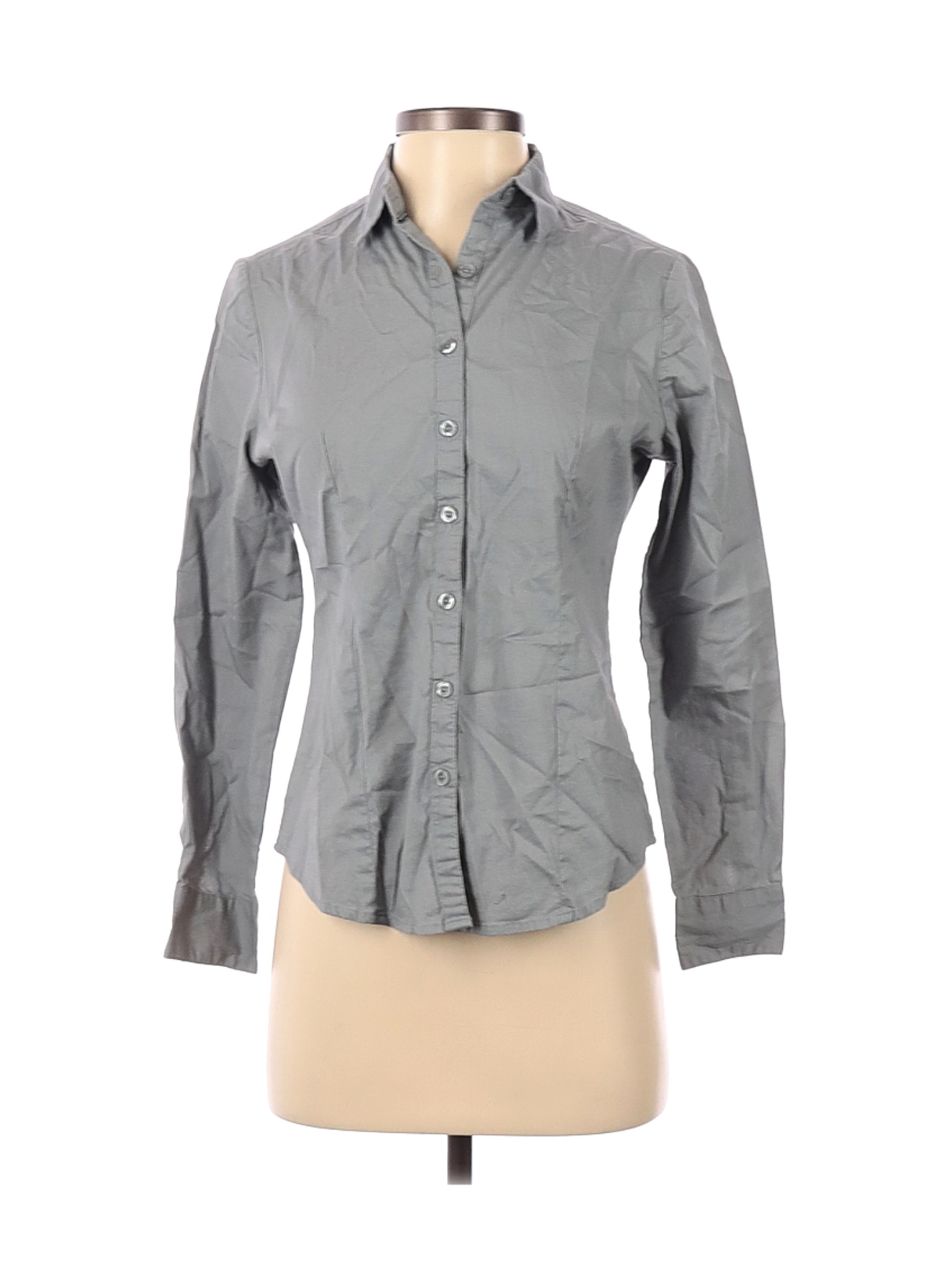 Harve Benard Women Gray Long Sleeve Button-Down Shirt S | eBay