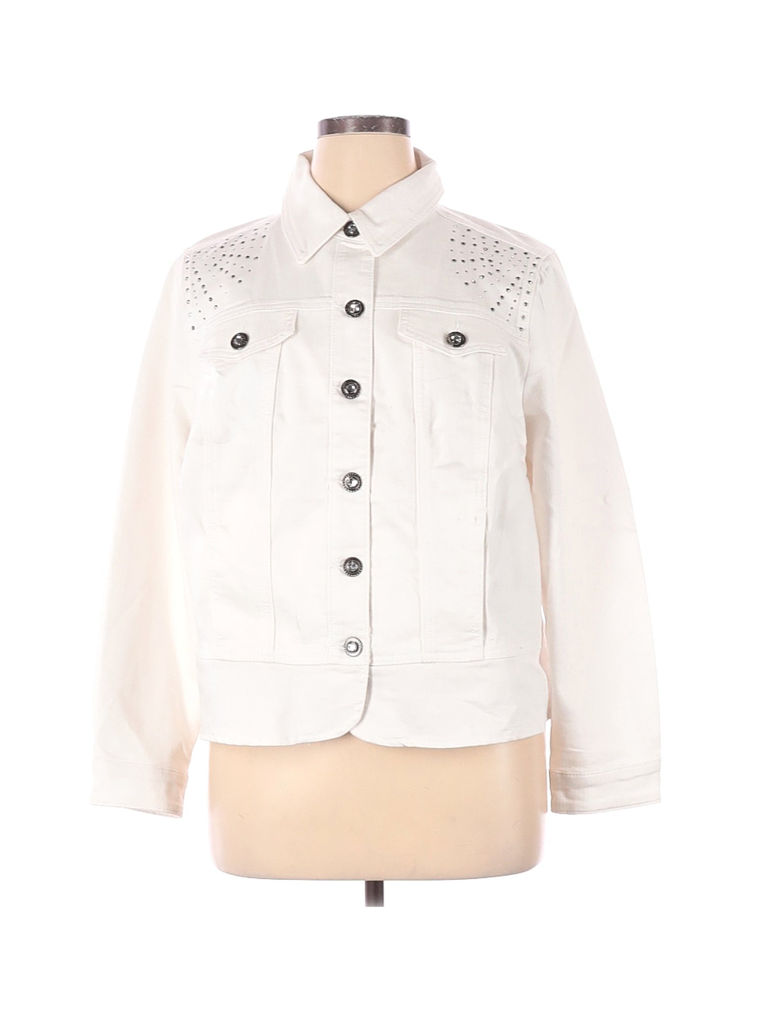 Cj Banks Women White Denim Jacket 1X Plus | eBay
