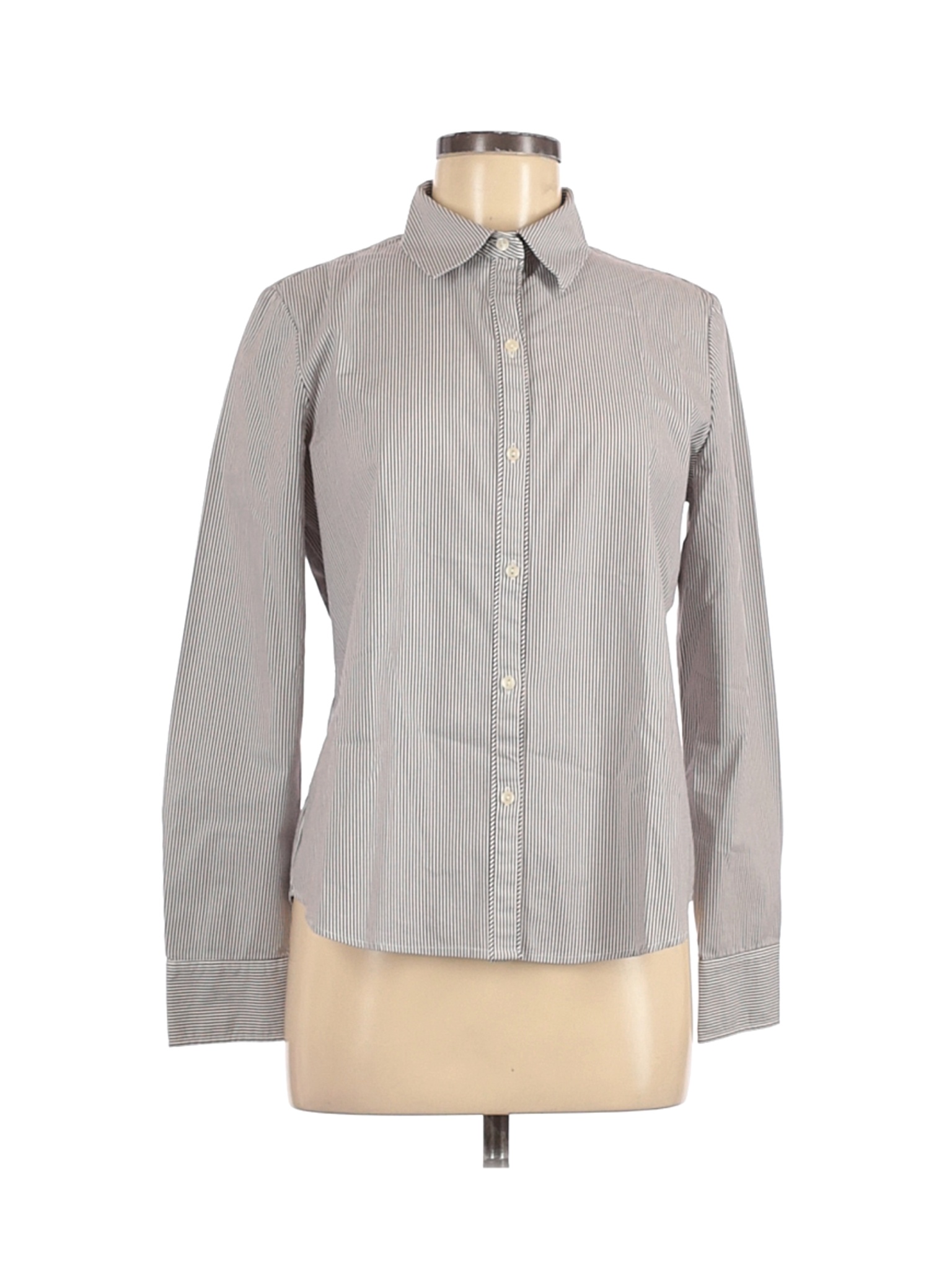Liz Claiborne Women Gray Long Sleeve Button-Down Shirt M | eBay