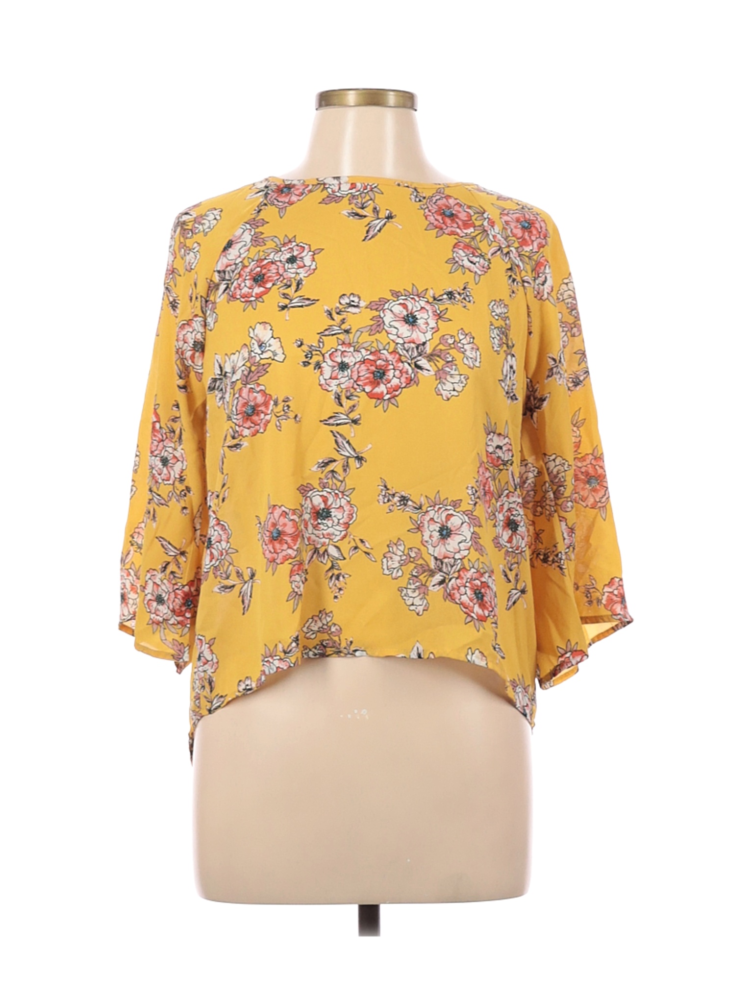 Papermoon Women Yellow 3/4 Sleeve Blouse M Petites | eBay